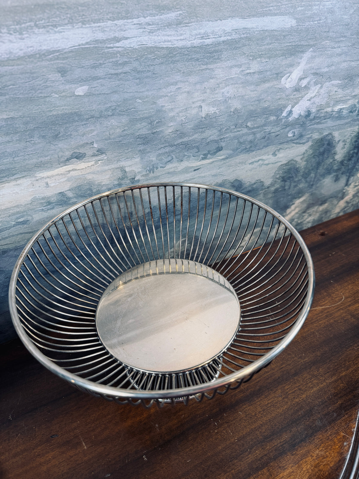 MCM silver plate pedestal fruit bowl
