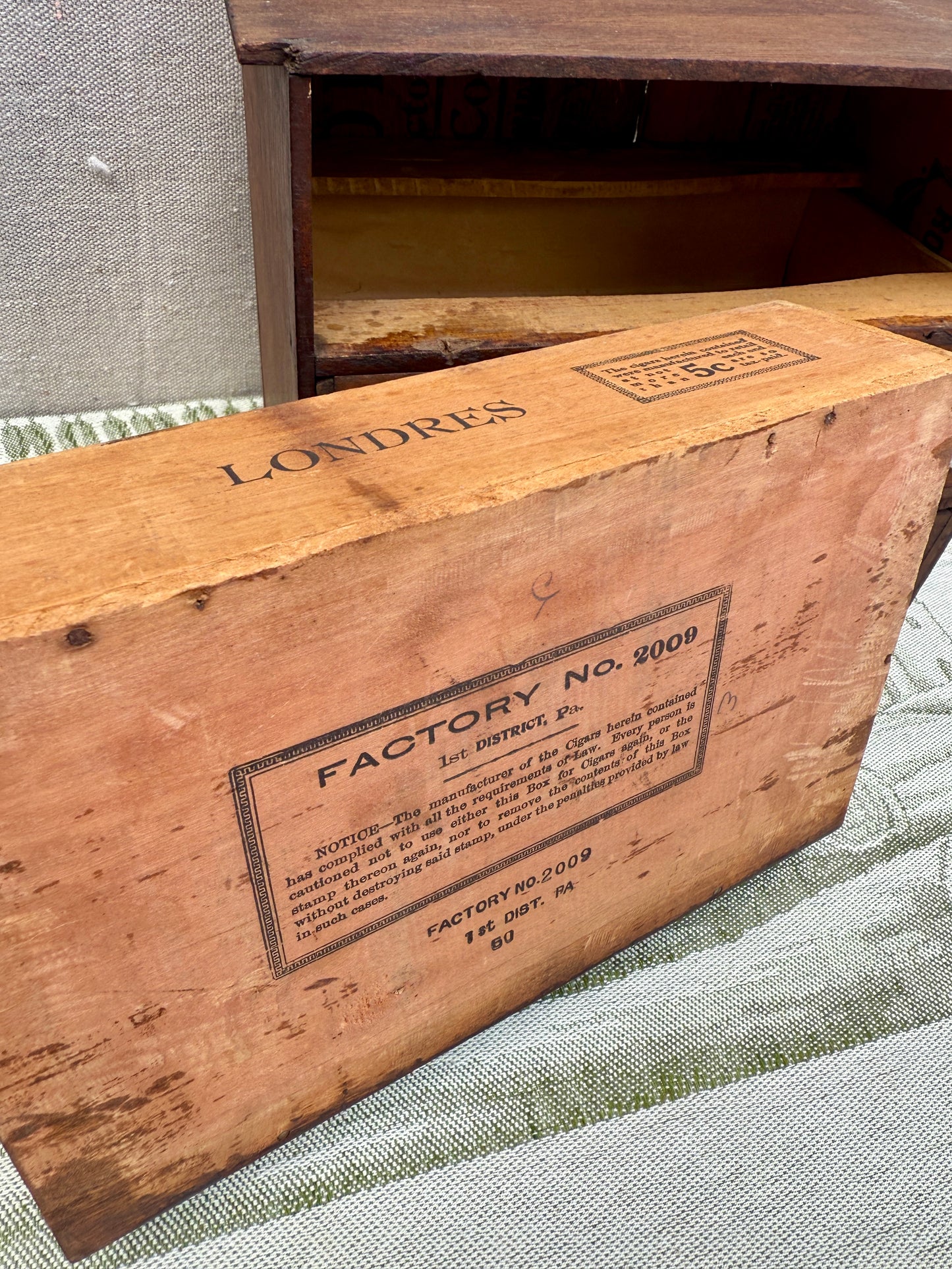 Vintage Cigar Box Wood Jewelry Box