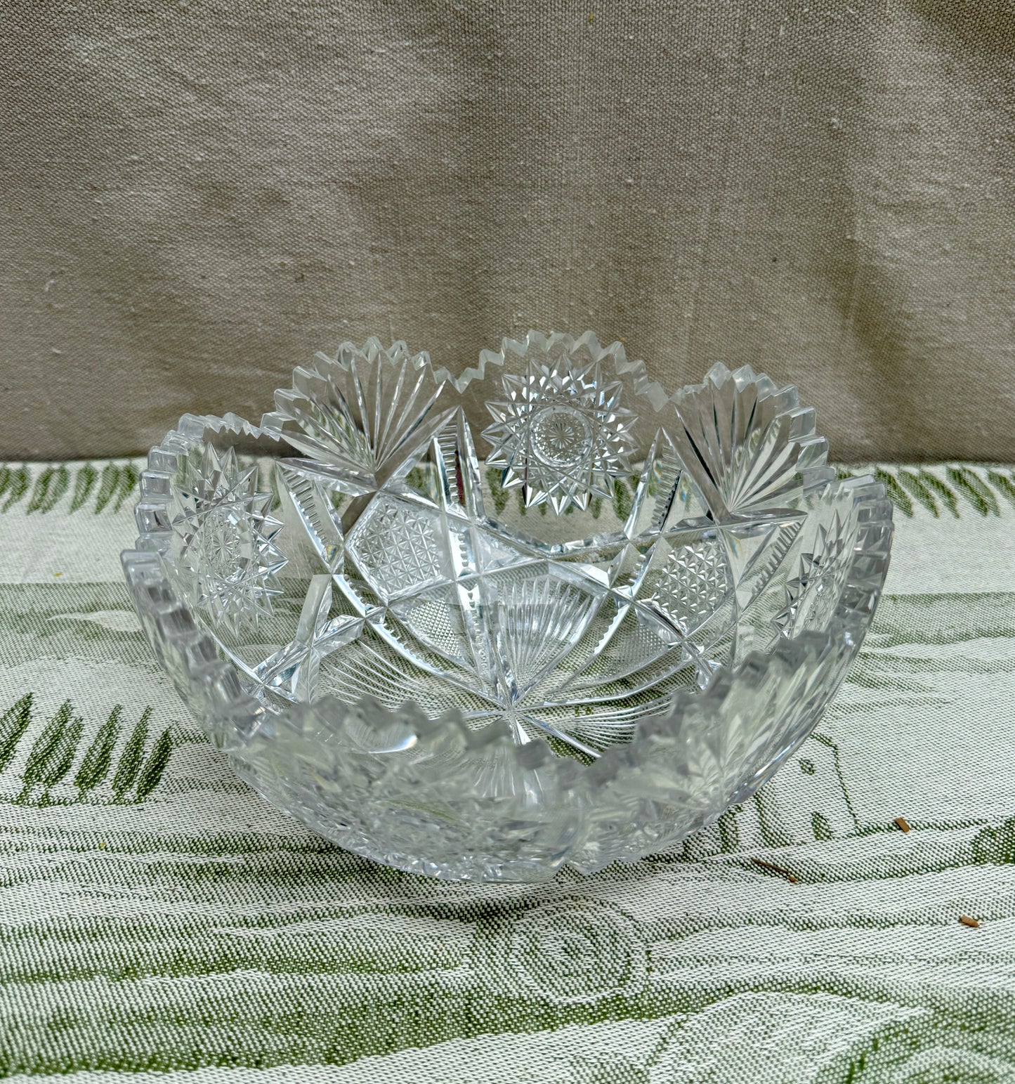 Vintage Cut Crystal Sawtooth Edge Bowl