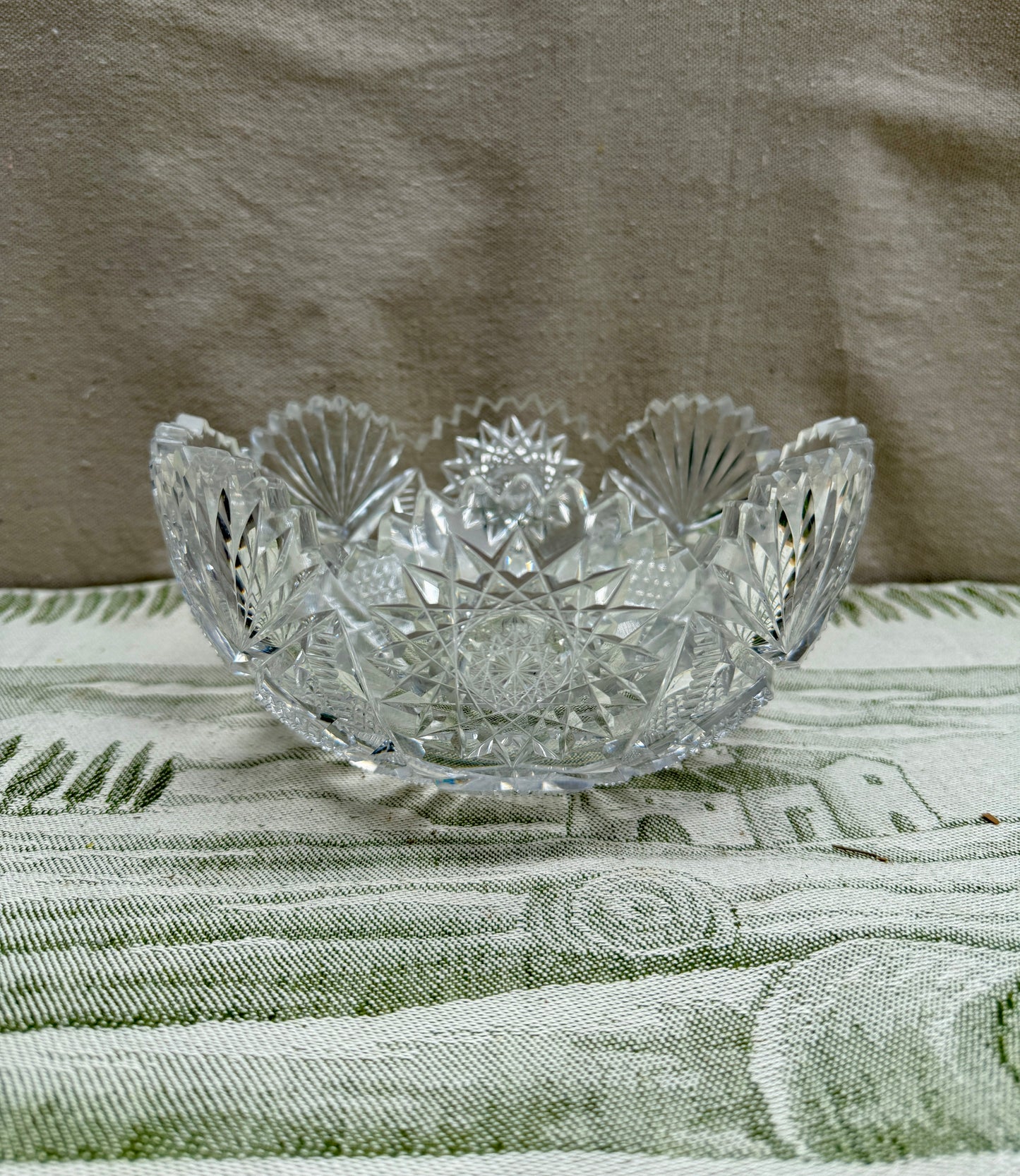 Vintage Cut Crystal Sawtooth Edge Bowl