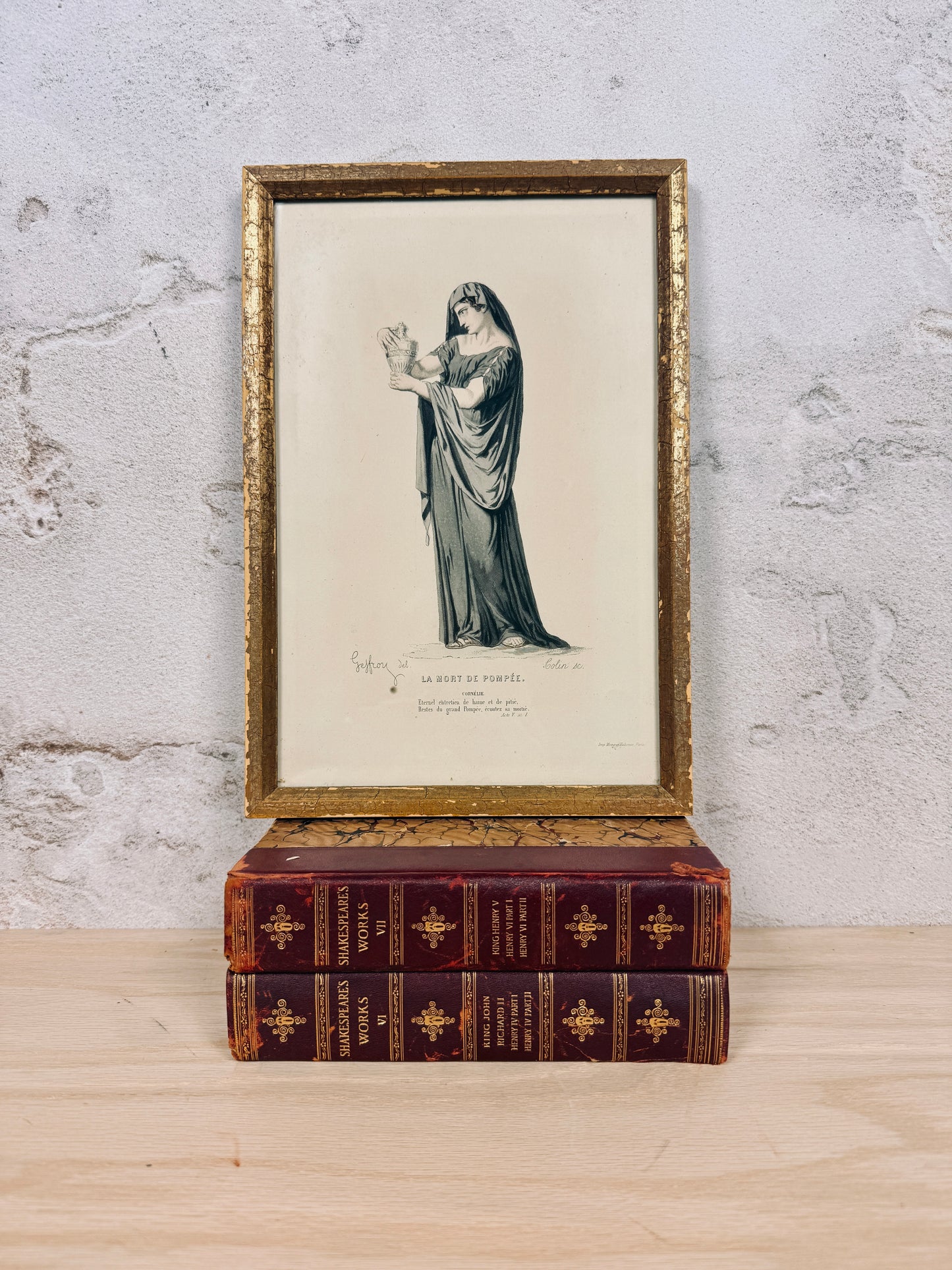 1870s French etching - La Mort de Pompée