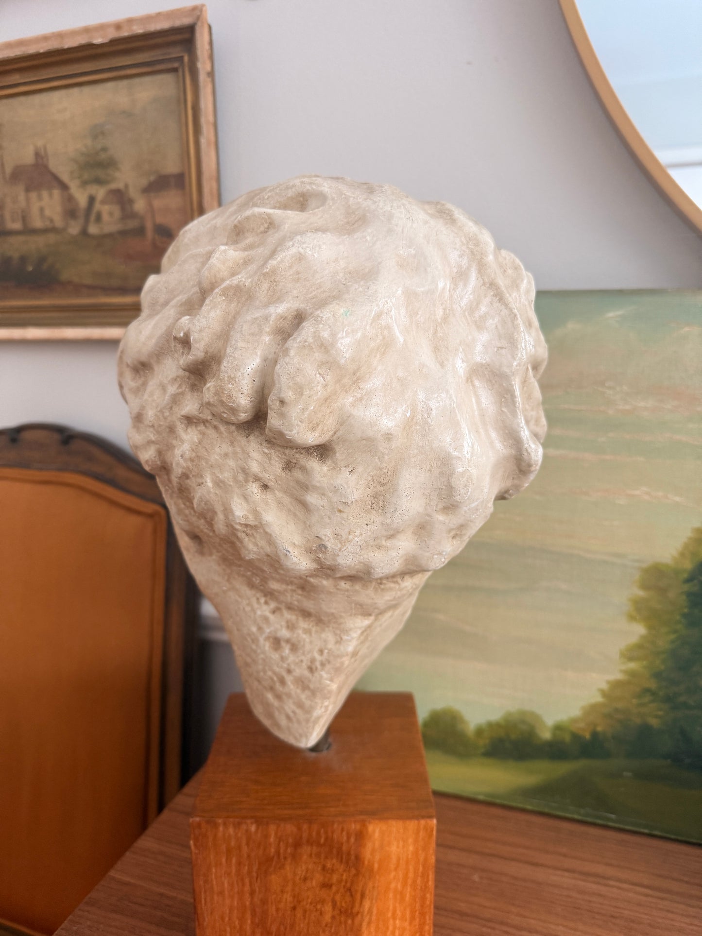 Vintage Greco-Roman style plaster bust of the goddess Hygeia