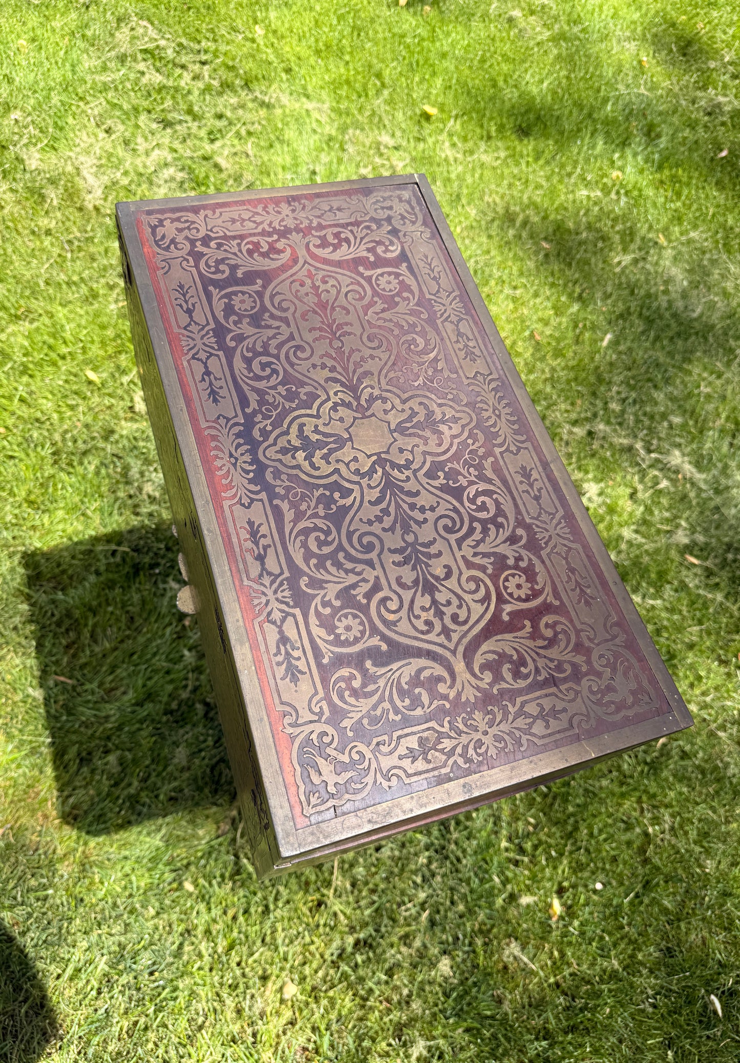Antique English brass-inlaid rosewood writing slope/traveler's desk