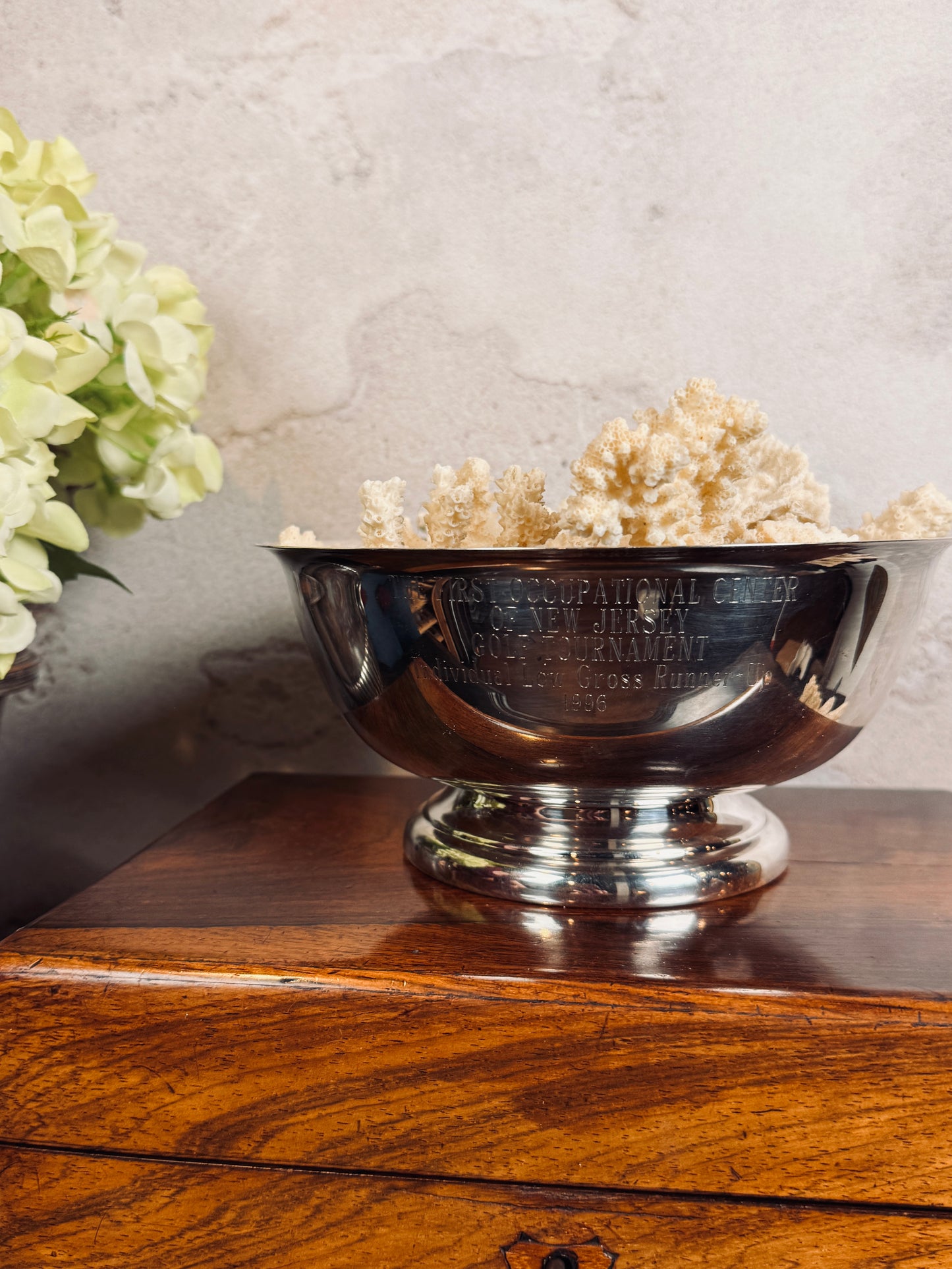1996 golf trophy Revere bowl with coral