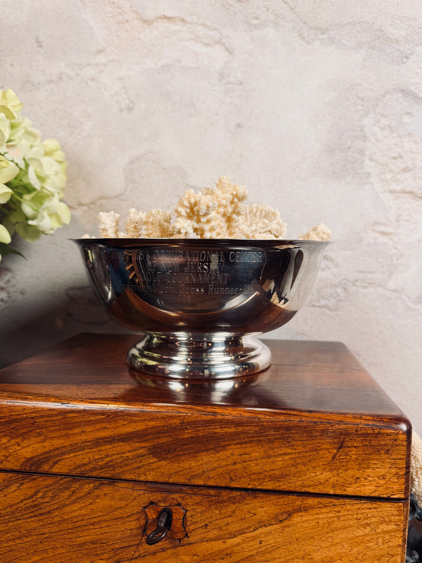 1996 golf trophy Revere bowl with coral