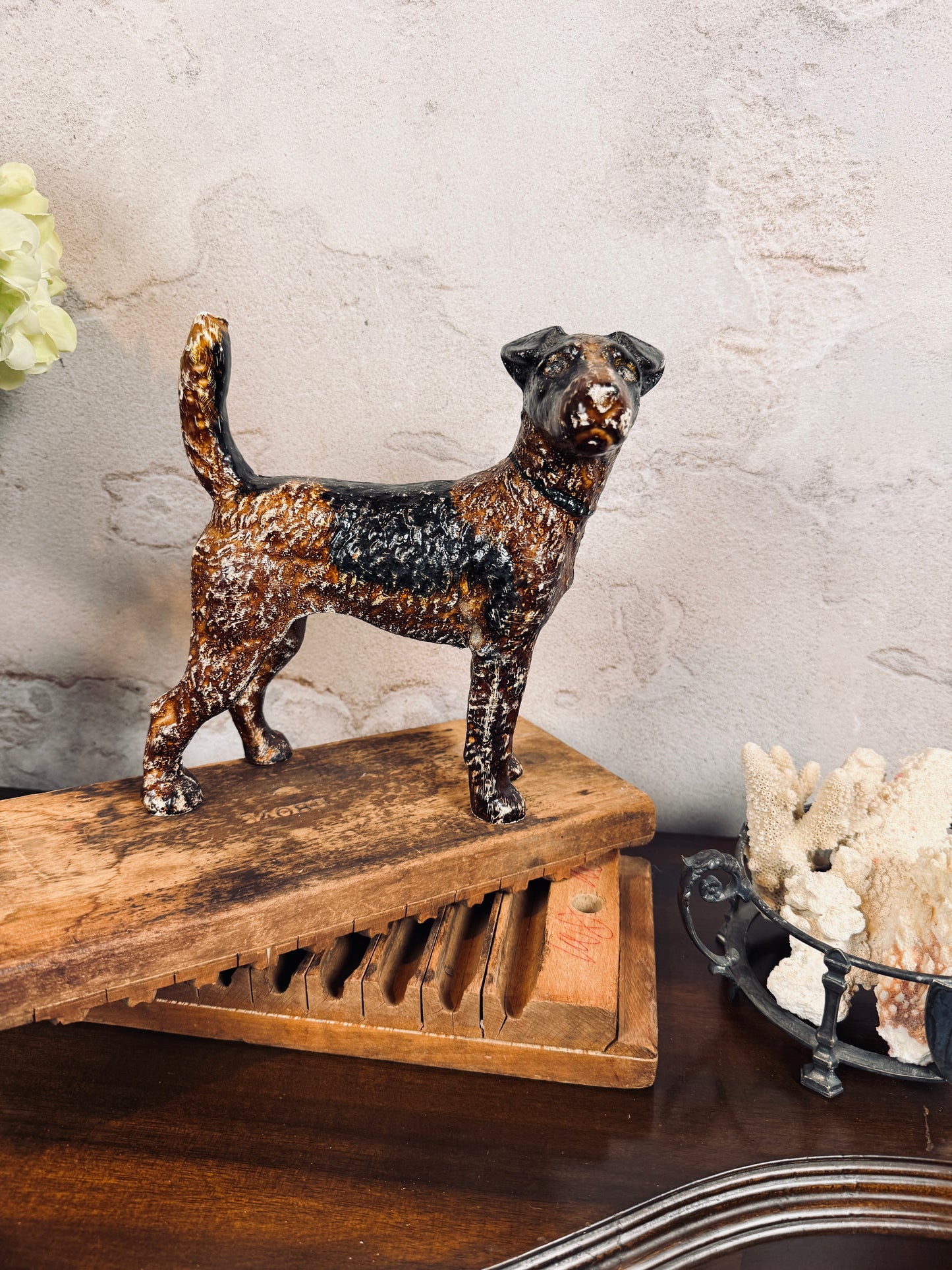 Hubley cast iron doorstop, Wire Fox Terrier