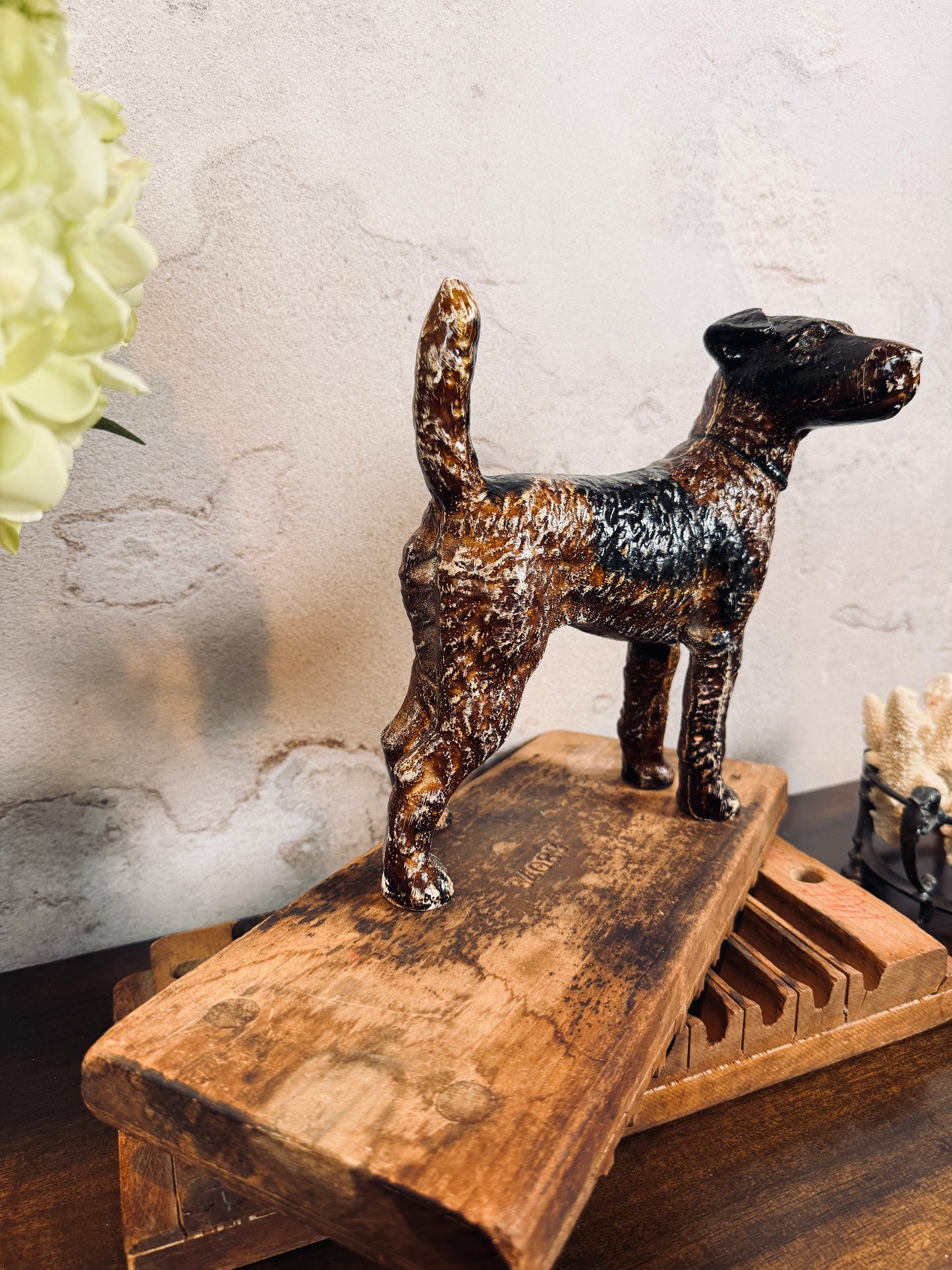 Hubley cast iron doorstop, Wire Fox Terrier