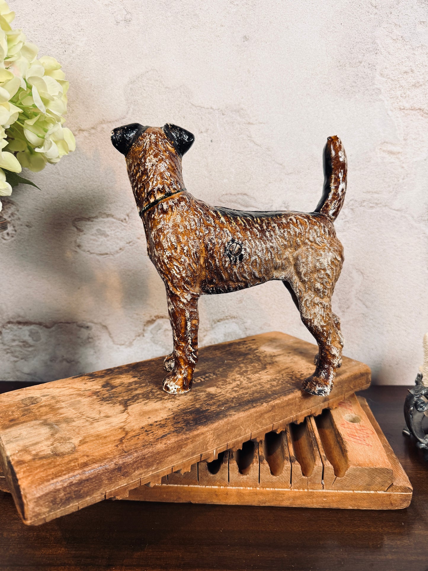 Hubley cast iron doorstop, Wire Fox Terrier