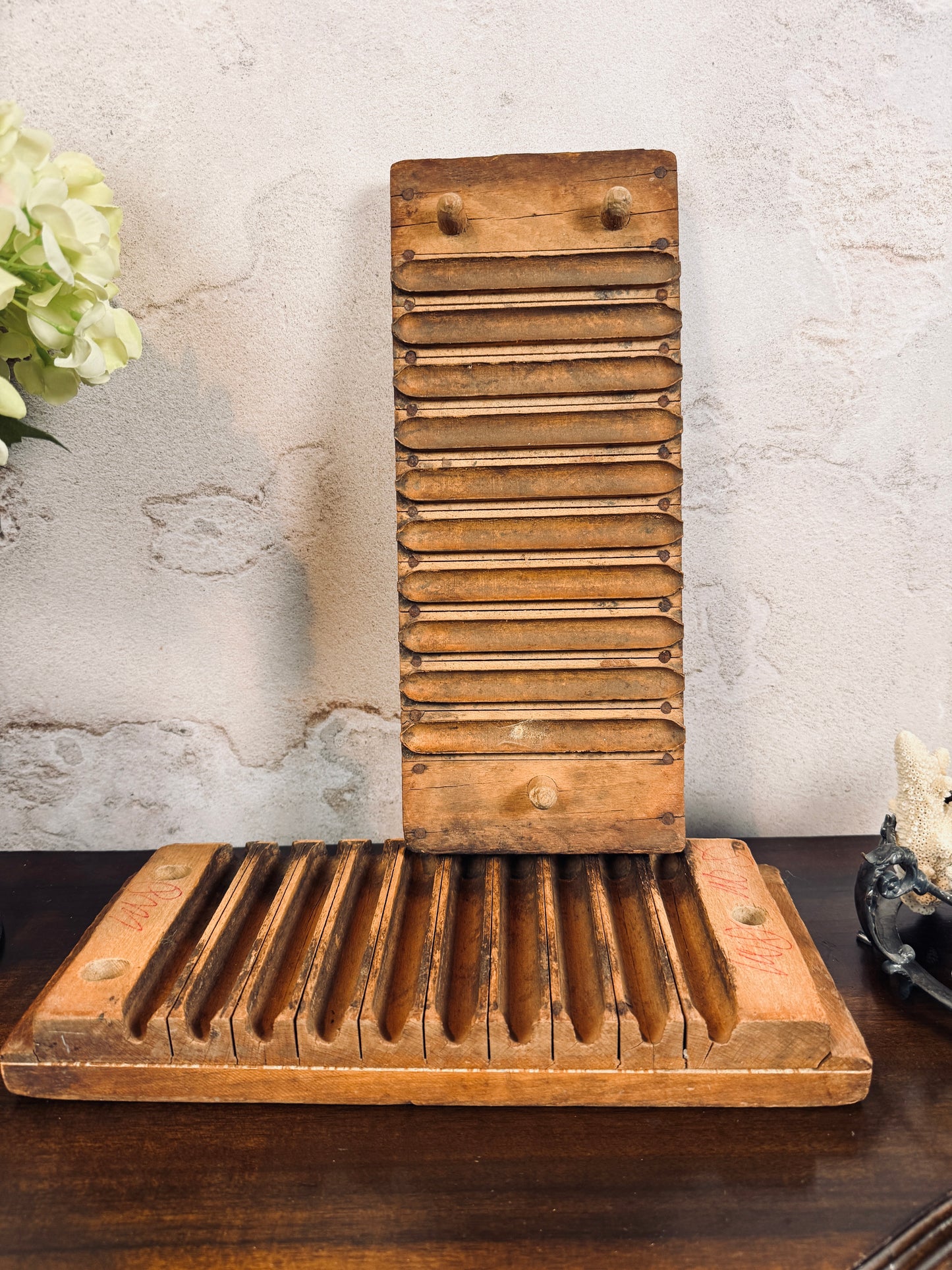 Antique wooden cigar mold, numbered 34083