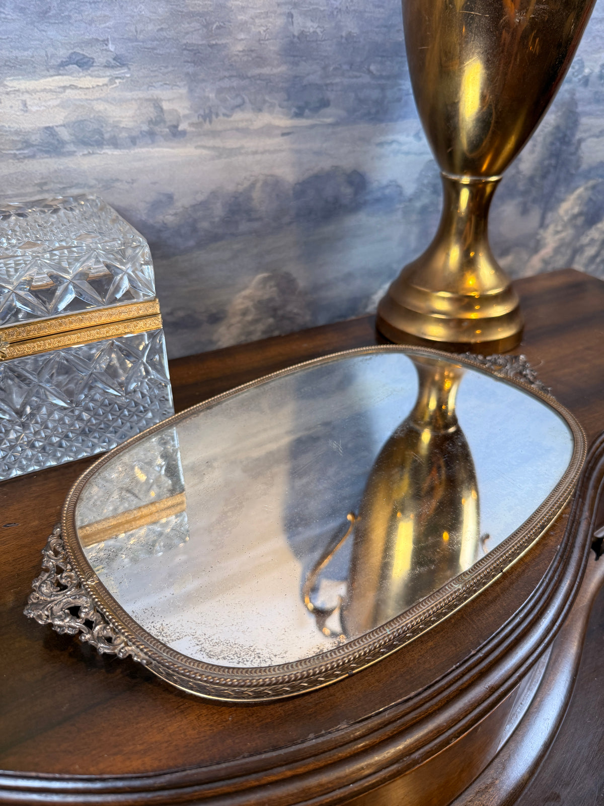 Antique mirrored vanity tray