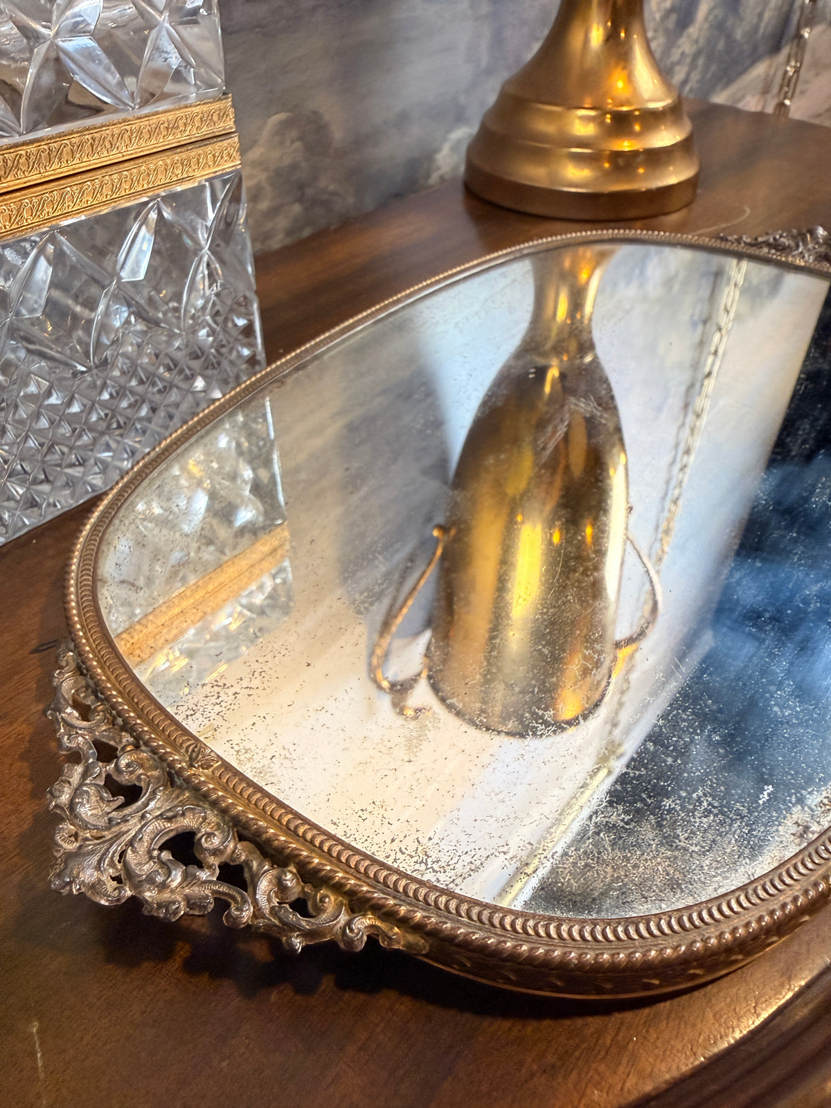 Vintage large brass trophy, engraved "Anthony J. Grossi Award"
