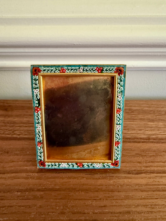 Antique Italian Floral Micro-Mosaic Picture Frame