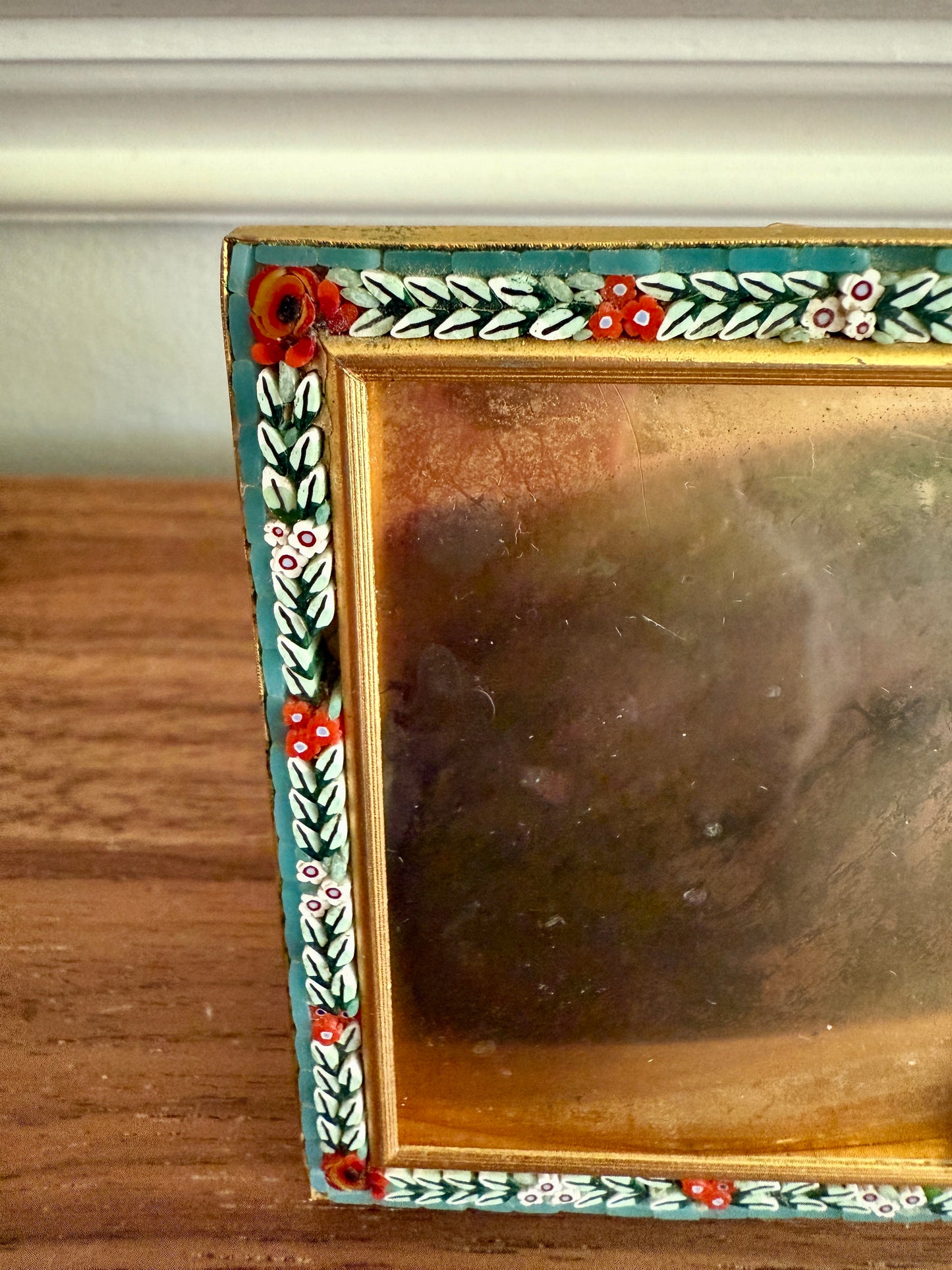 Antique Italian Floral Micro-Mosaic Picture Frame