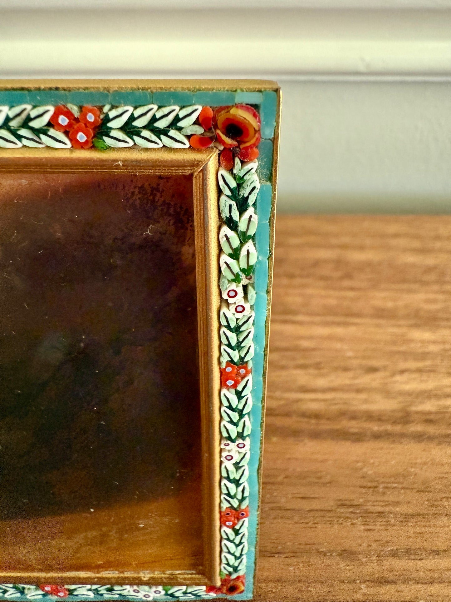 Antique Italian Floral Micro-Mosaic Picture Frame