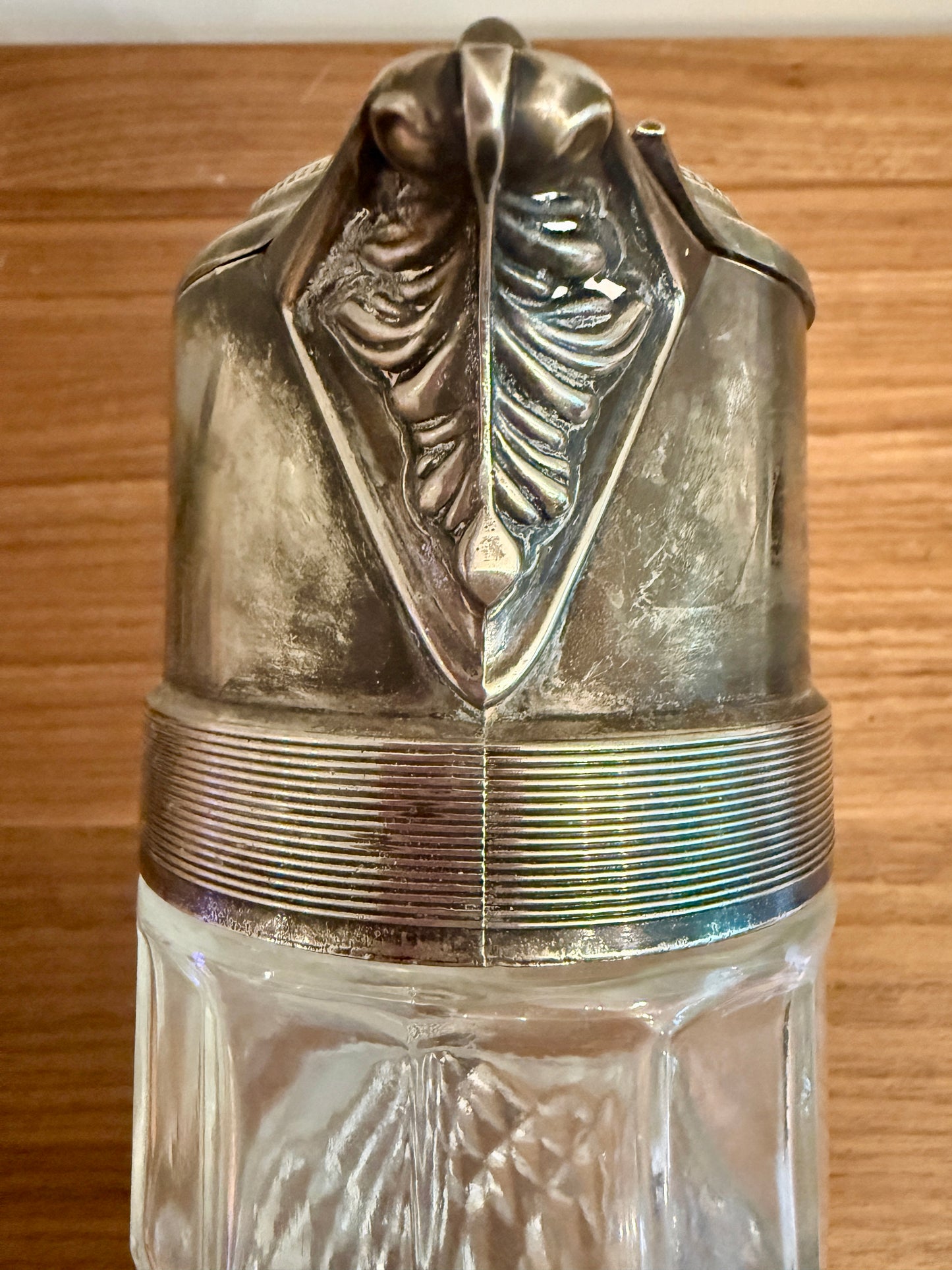 Victorian-Style Cut Glass and Silver Plate Water Pitcher