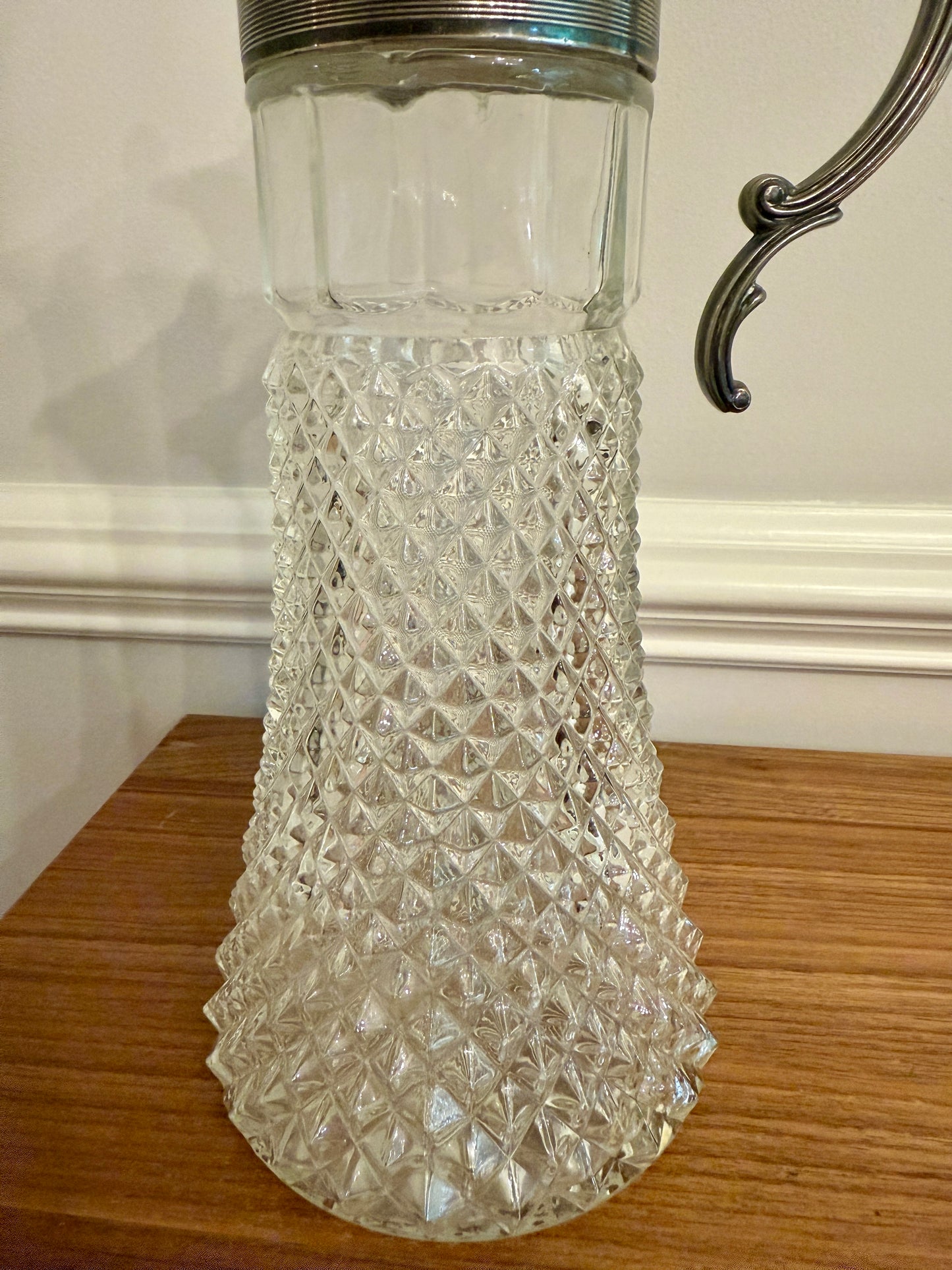 Victorian-Style Cut Glass and Silver Plate Water Pitcher