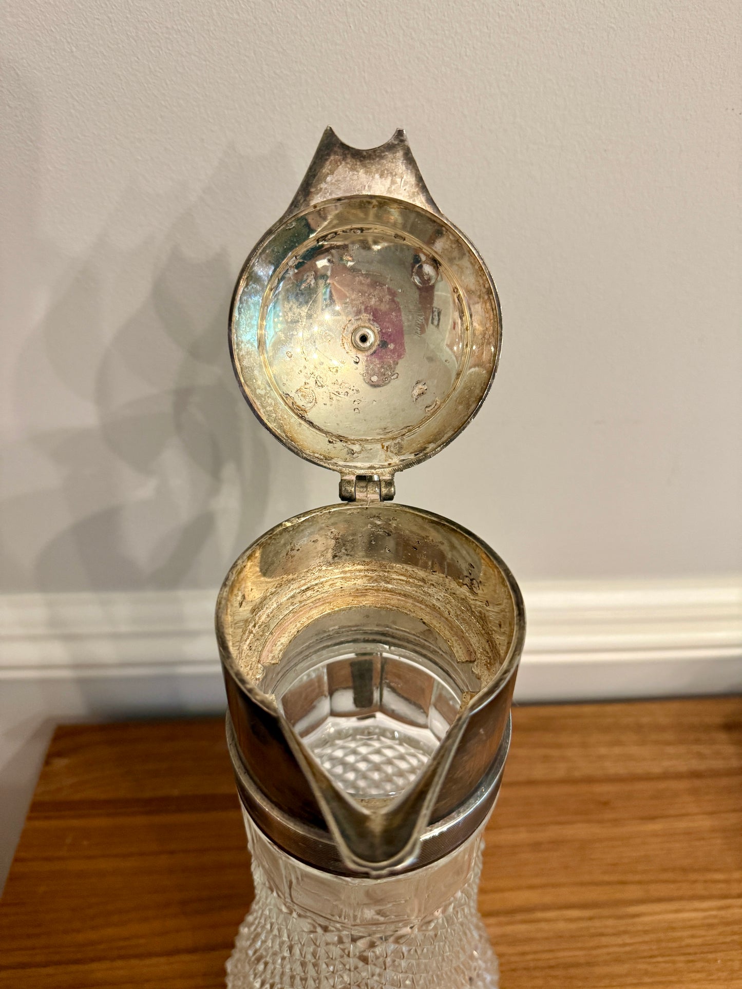 Victorian-Style Cut Glass and Silver Plate Water Pitcher
