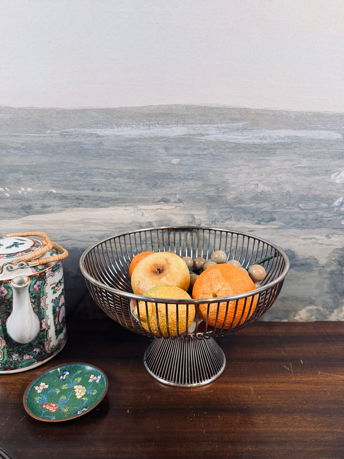 MCM silver plate pedestal fruit bowl