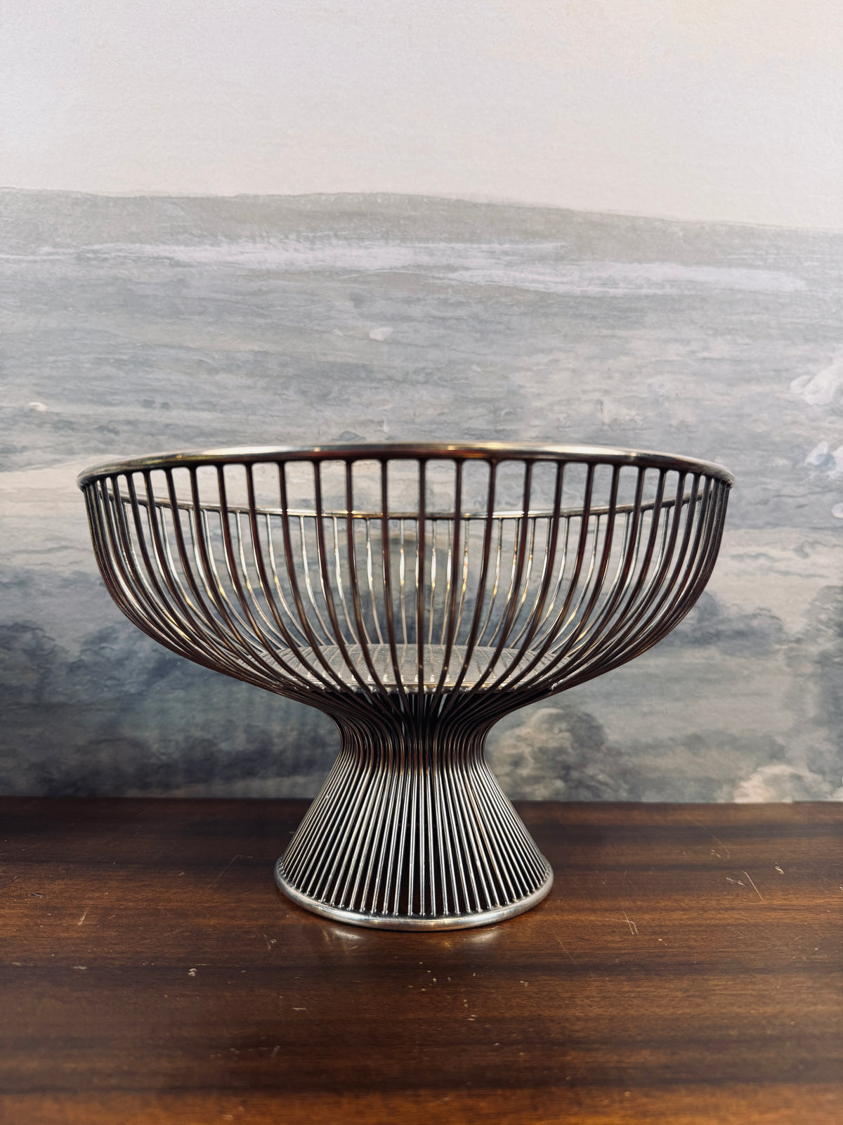 MCM silver plate pedestal fruit bowl