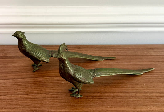 Vintage Brass Pheasant Pair