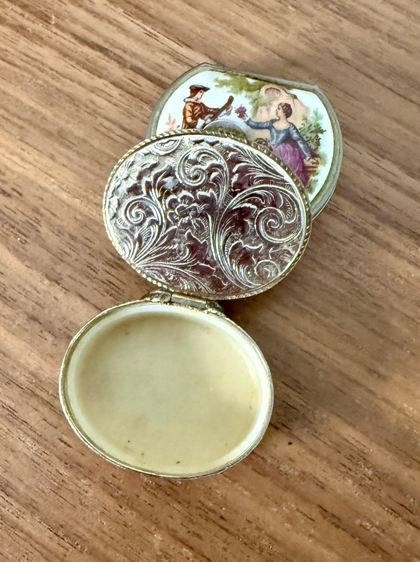 Pair of Vintage Limoges Hand-Painted Porcelain Pill Boxes
