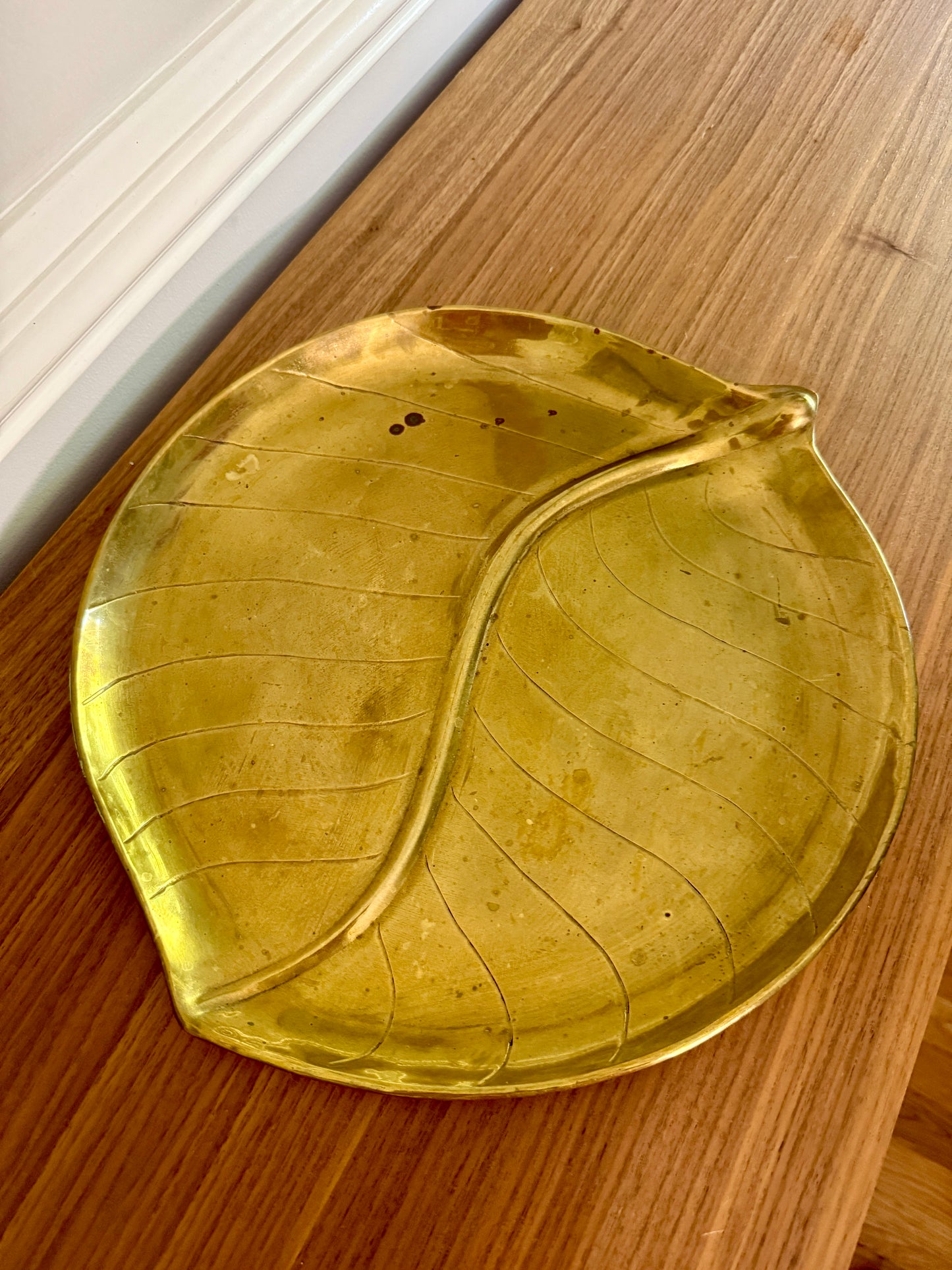Vintage Andrea by Sadek Brass Leaf Shaped Tray