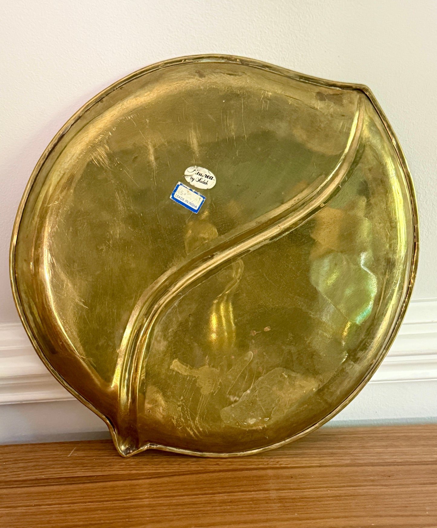 Vintage Andrea by Sadek Brass Leaf Shaped Tray
