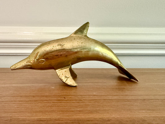 Vintage Brass Dolphin - Mid-Century Marine Decor