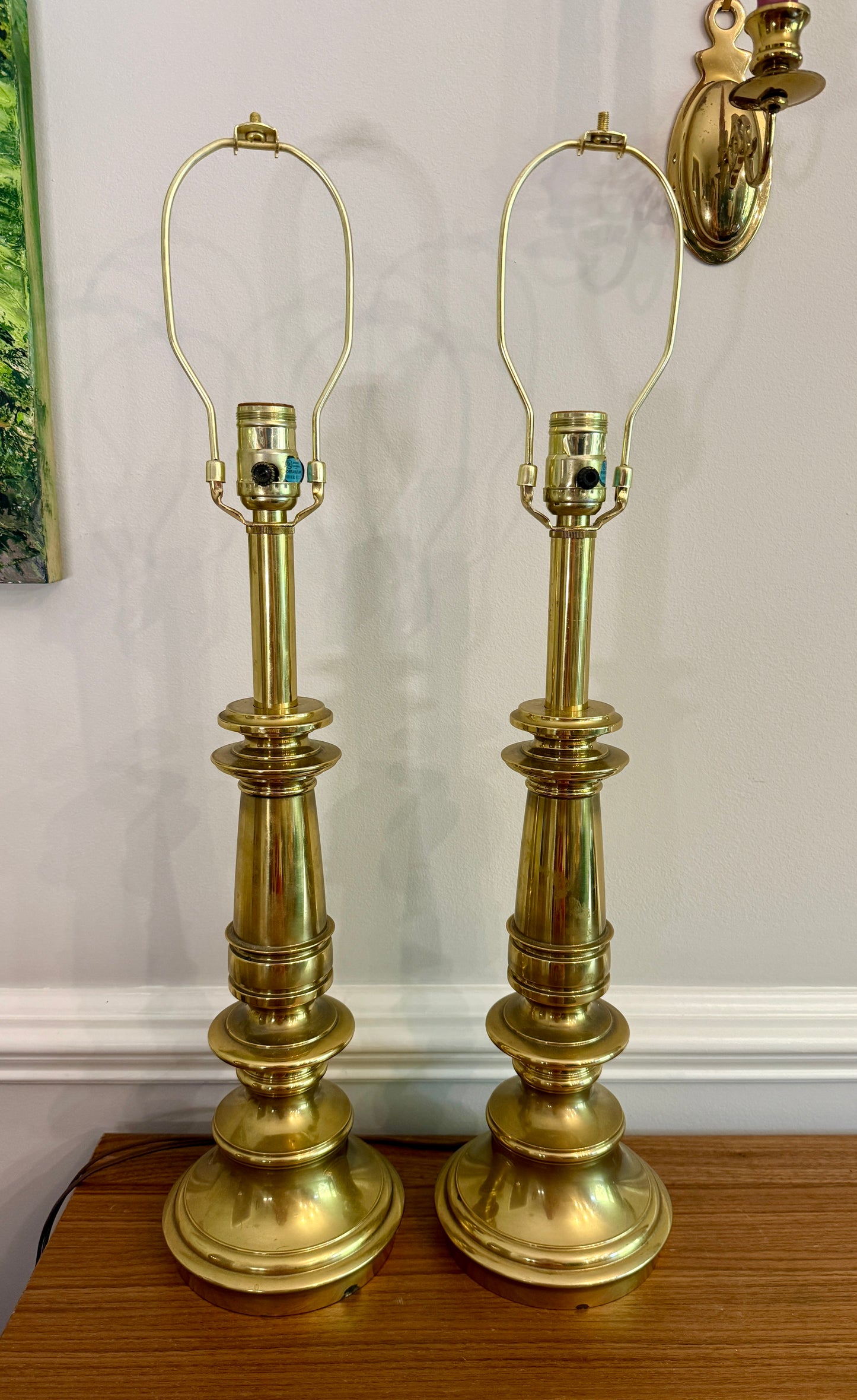 Heavy Pair of Vintage Solid Brass Table Lamps