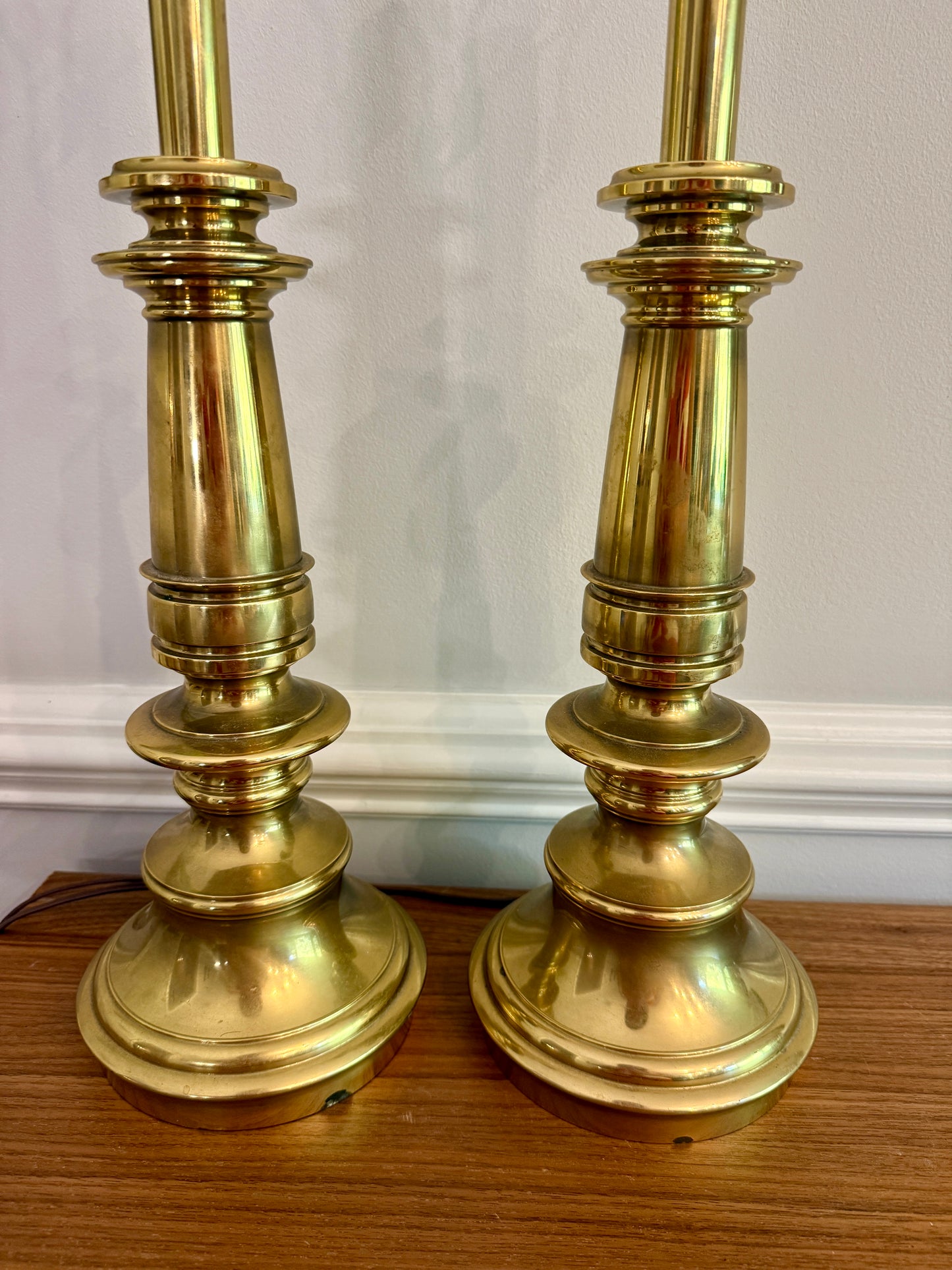 Heavy Pair of Vintage Solid Brass Table Lamps