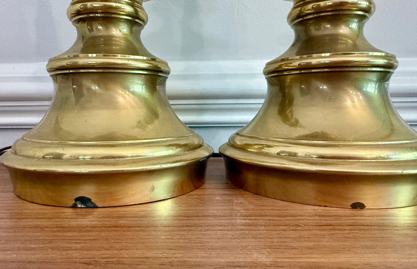 Heavy Pair of Vintage Solid Brass Table Lamps