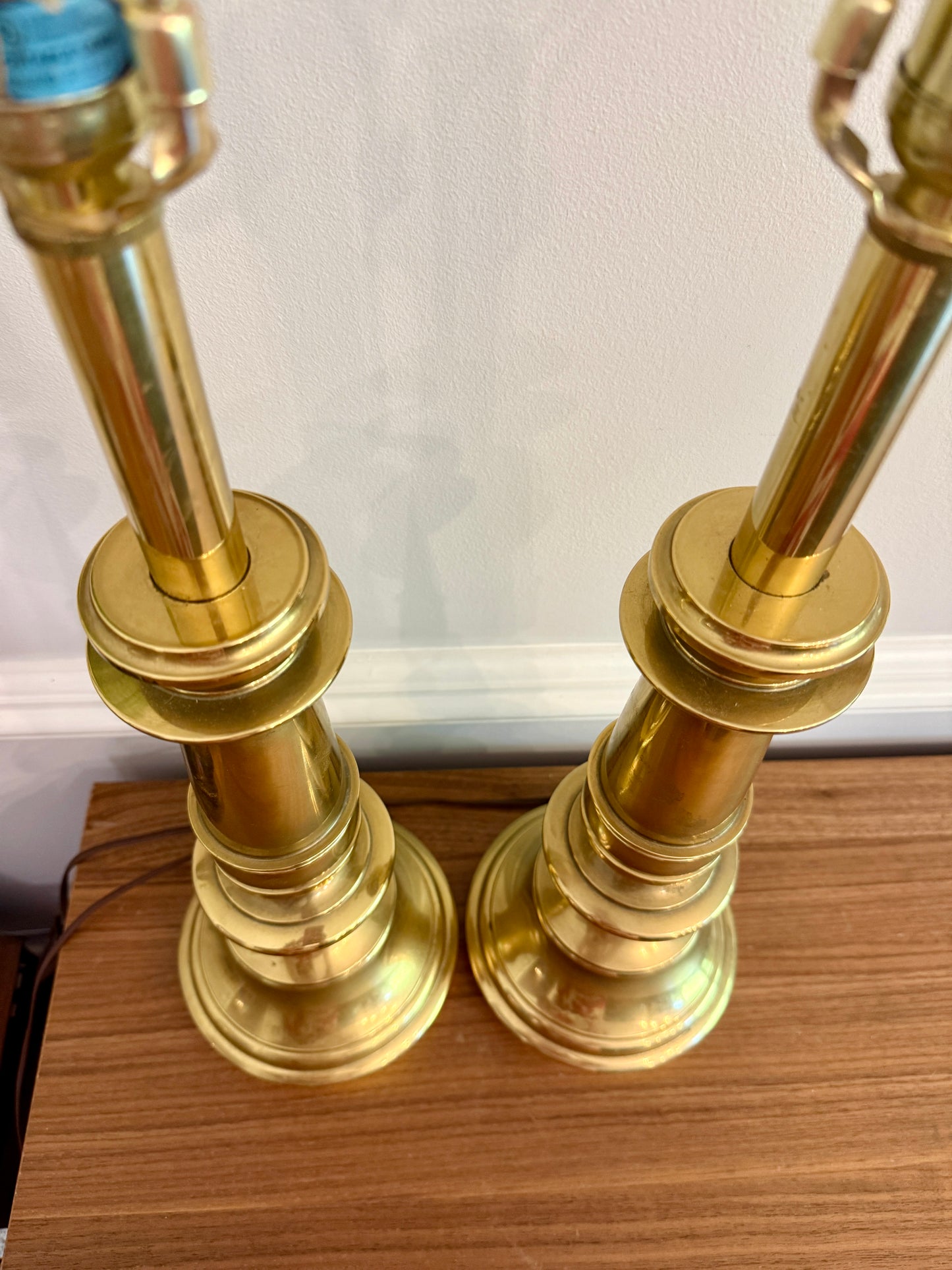 Heavy Pair of Vintage Solid Brass Table Lamps