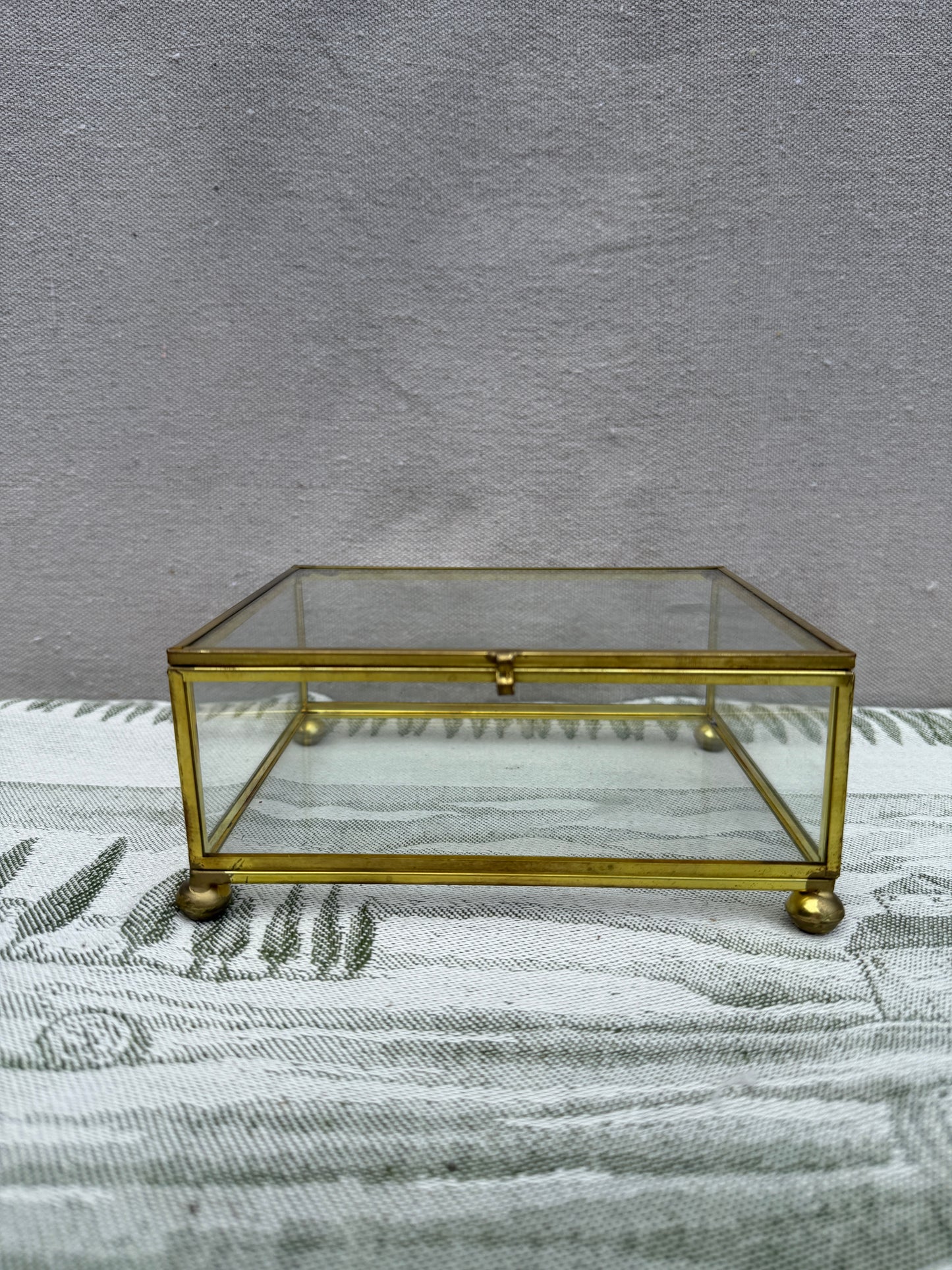 Vintage Brass and Leaded Glass Display Box