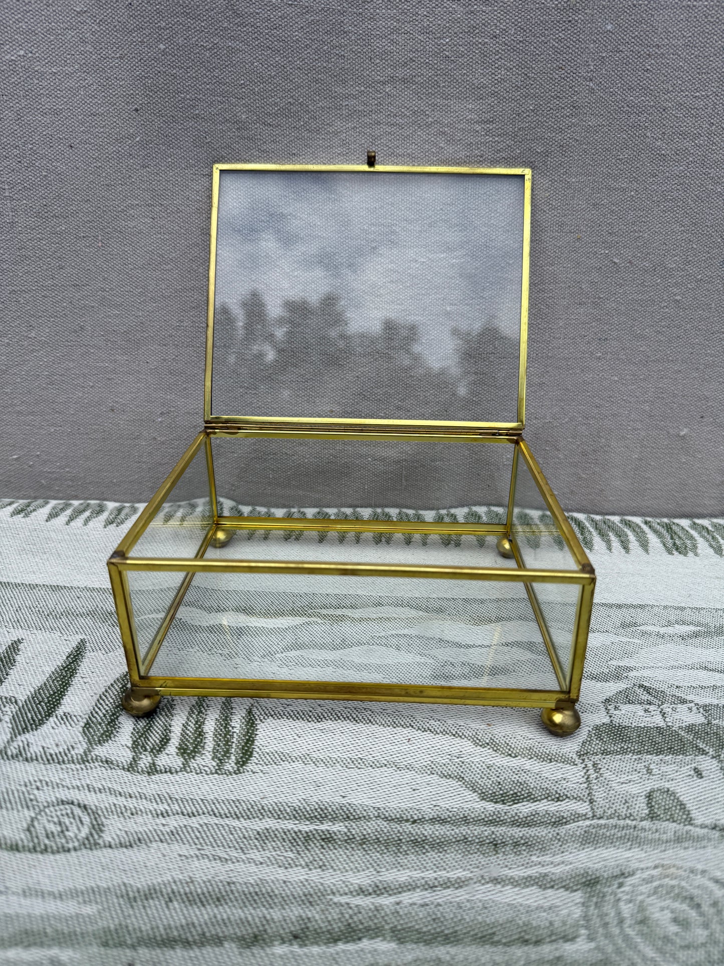 Vintage Brass and Leaded Glass Display Box