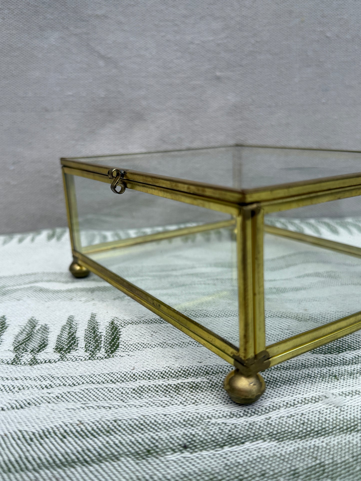 Vintage Brass and Leaded Glass Display Box