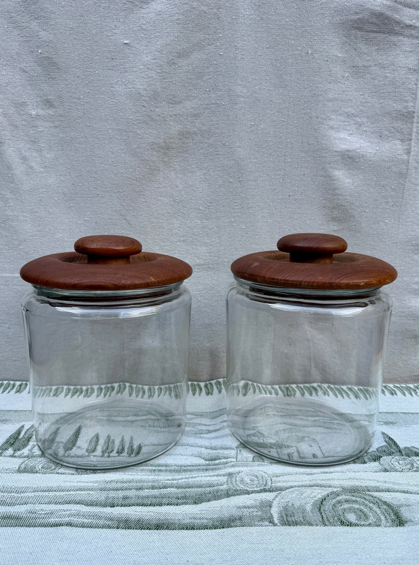 Vintage Goodwood Teak Glass Storage Jar with Wooden Lid - Thailand (sold individually)