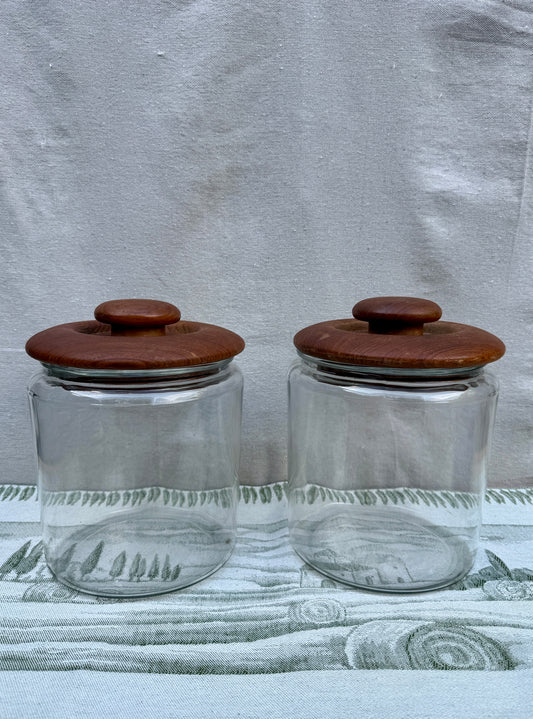 Vintage Goodwood Teak Glass Storage Jar with Wooden Lid - Thailand (sold individually)