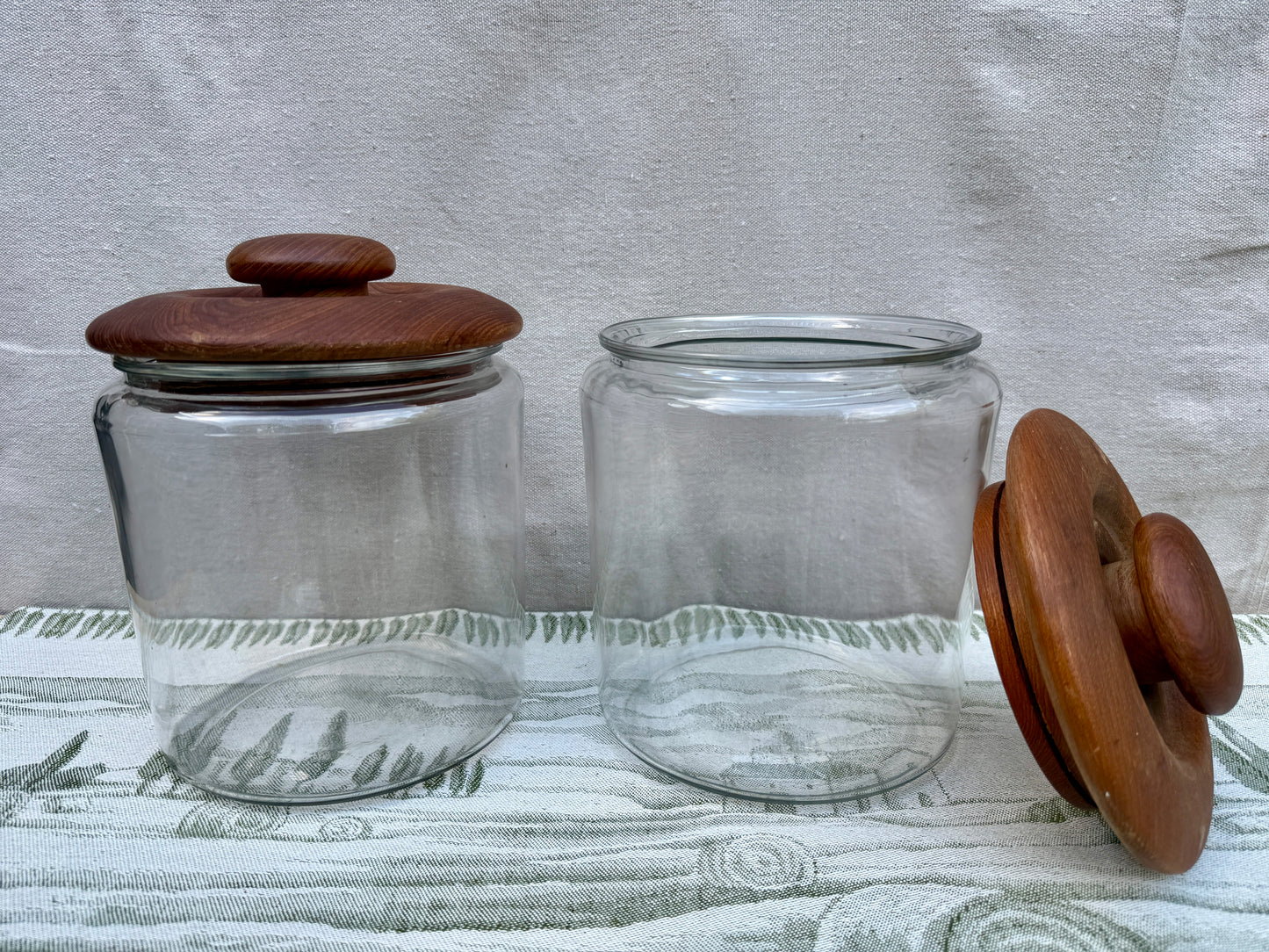 Vintage Goodwood Teak Glass Storage Jar with Wooden Lid - Thailand (sold individually)