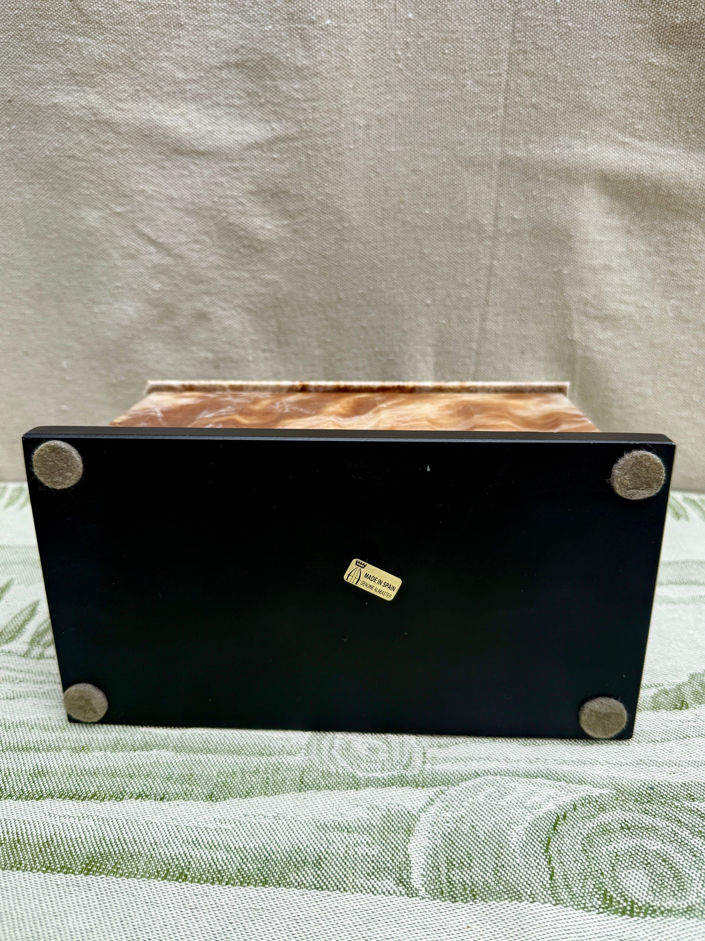 Vintage Spanish Alabaster Ribbed Box with Lid