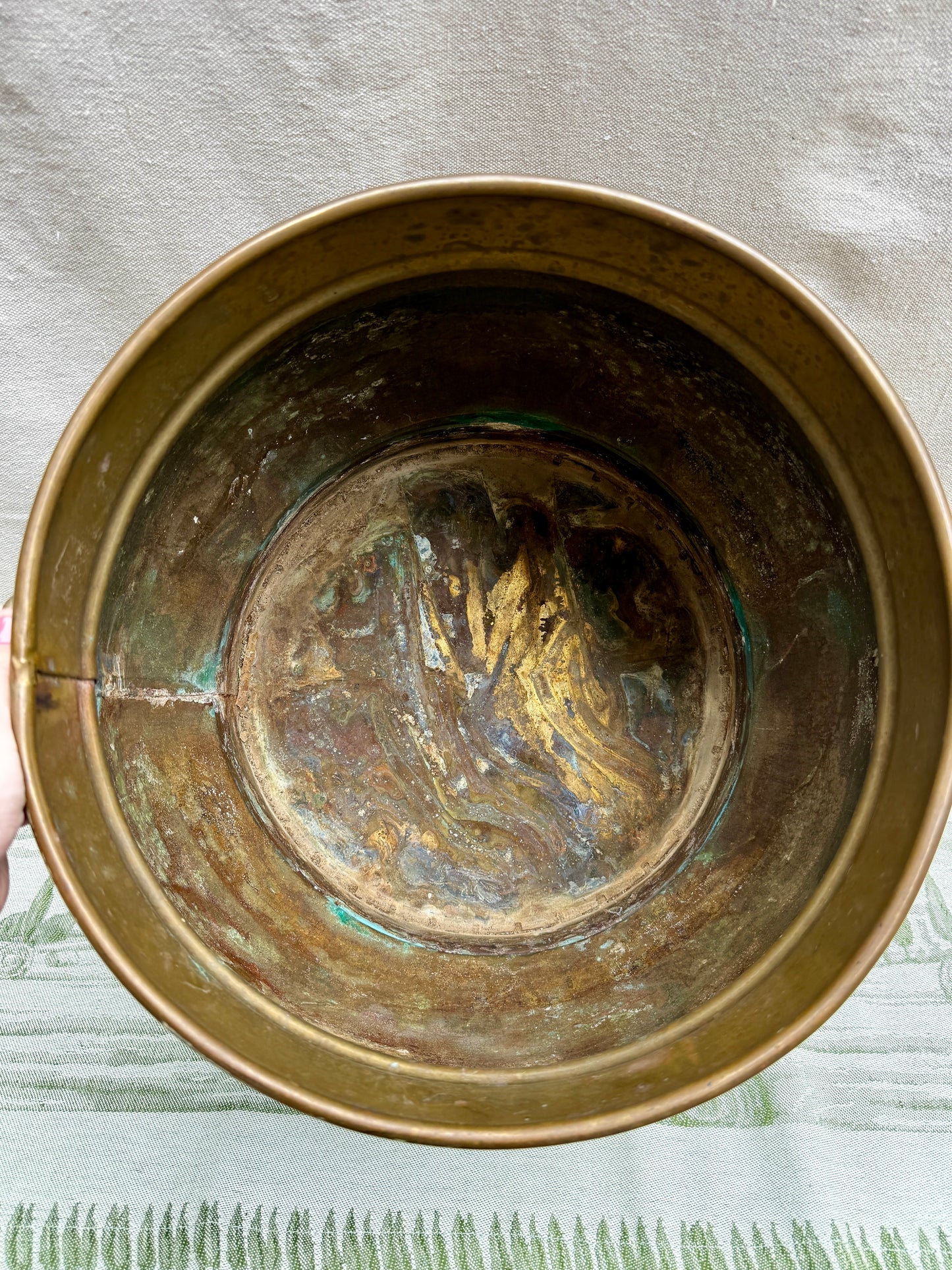 Extra-Large Antique Brass Planter