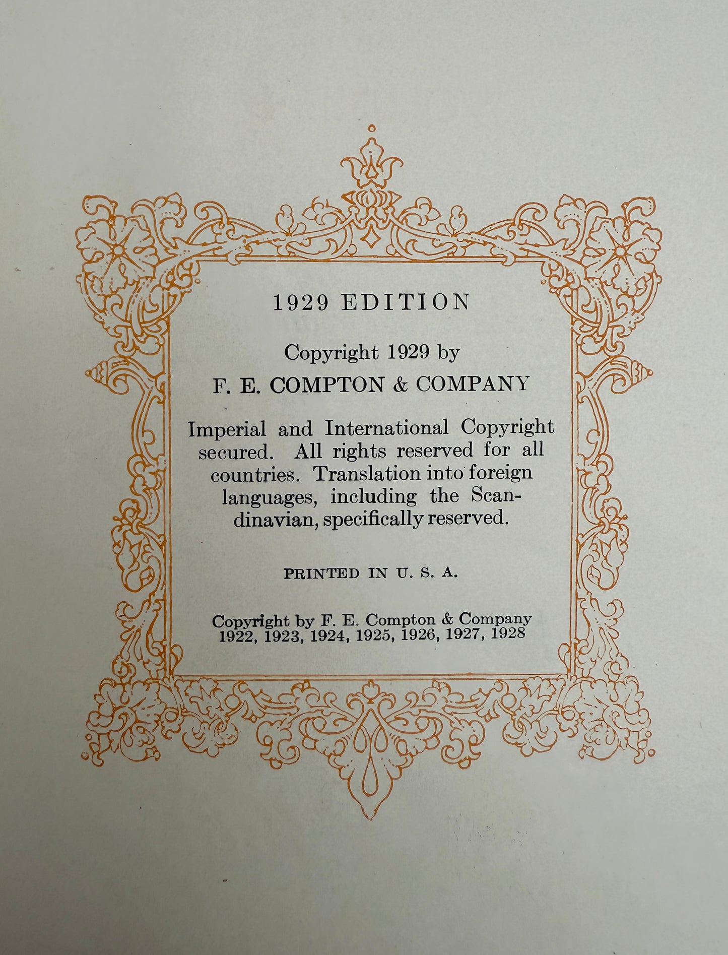Nearly-Antique 1929 Compton's Pictured Encyclopedia Complete 10-Volume Set