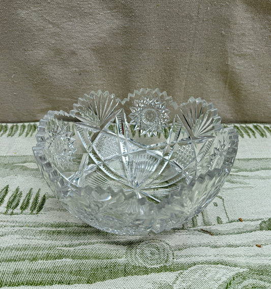 Vintage Cut Crystal Sawtooth Edge Bowl