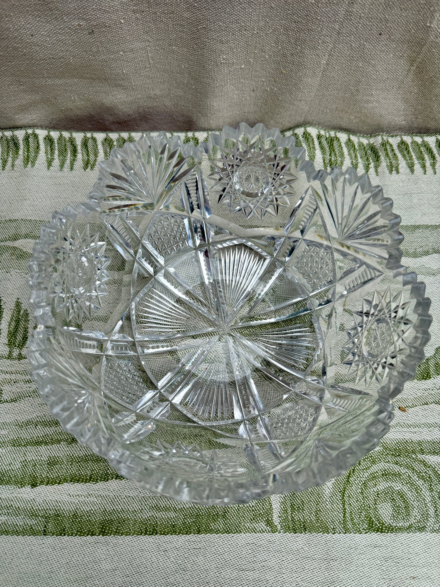 Vintage Cut Crystal Sawtooth Edge Bowl