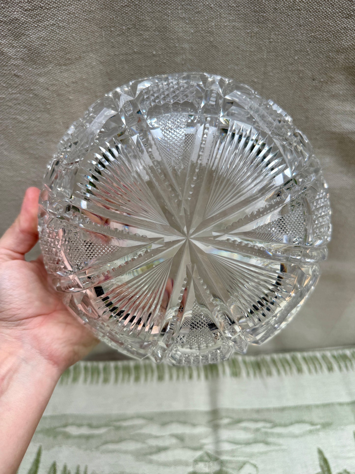 Vintage Cut Crystal Sawtooth Edge Bowl