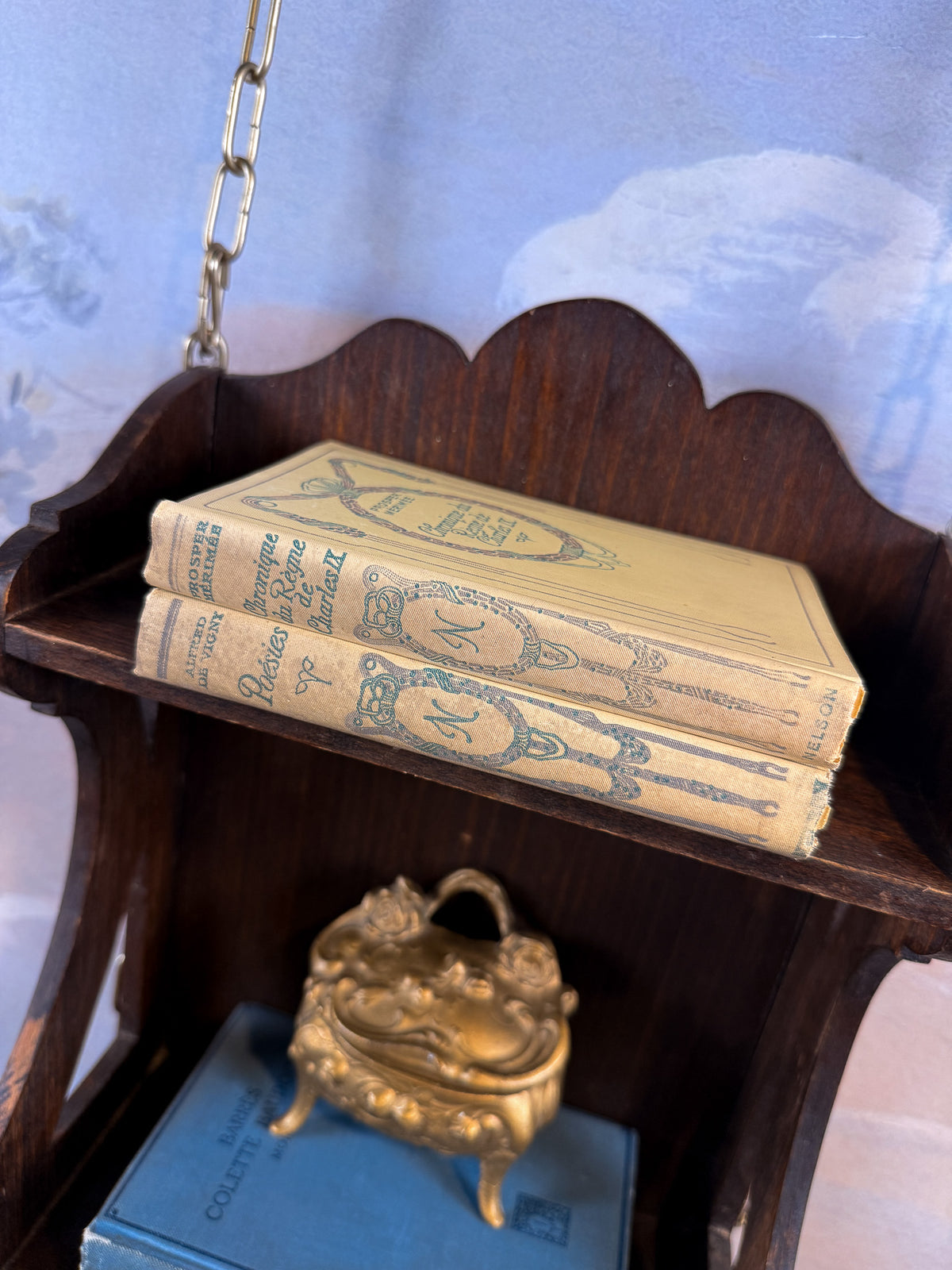 Antique French set of 2 books — Alfred de Vigny "Poésies" & Prosper Mérimée "Chronique du Règne de Charles IX" [French]
