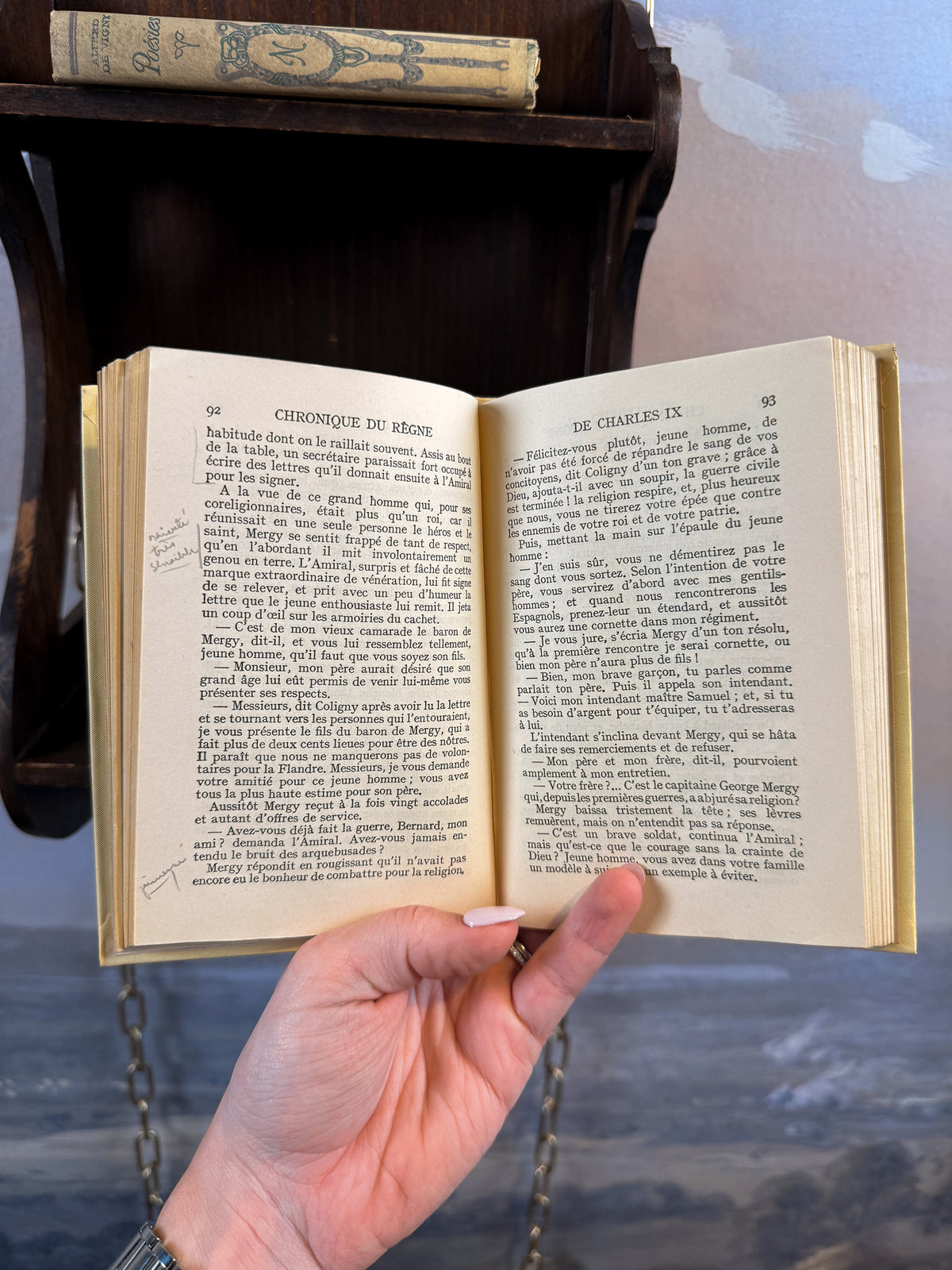 Antique French set of 2 books — Alfred de Vigny "Poésies" & Prosper Mérimée "Chronique du Règne de Charles IX" [French]
