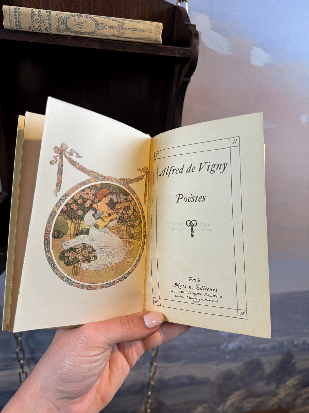 Antique French set of 2 books — Alfred de Vigny "Poésies" & Prosper Mérimée "Chronique du Règne de Charles IX" [French]