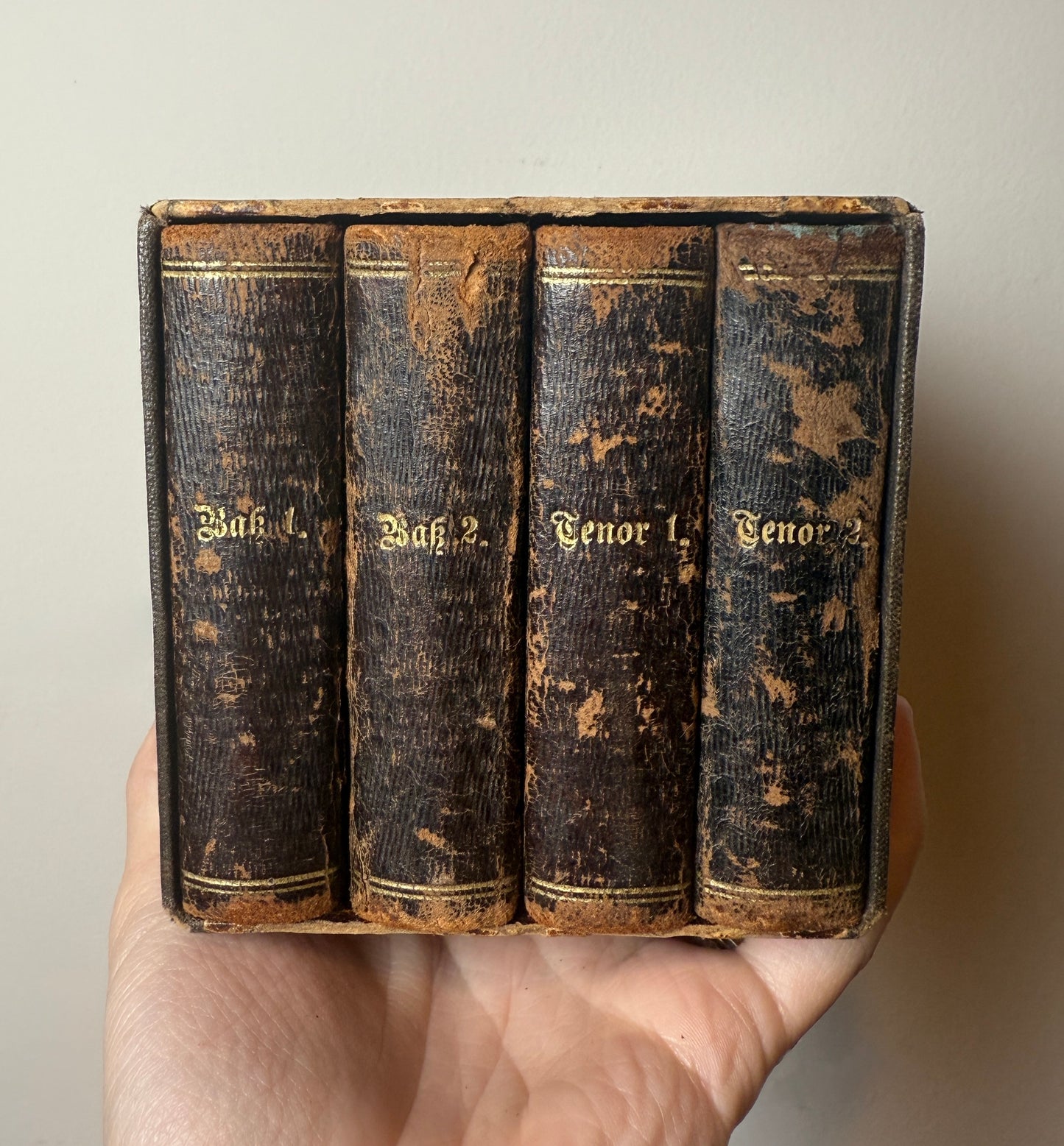 Antique German miniature song book set "Regensburger Liederkranz" in original case - 1863