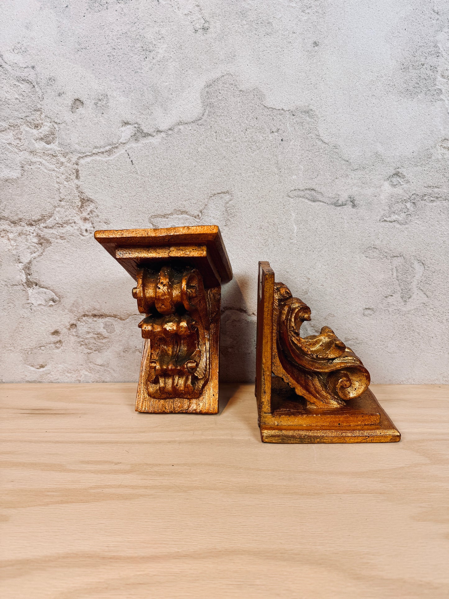 Gold corbel sconce shelves or bookends