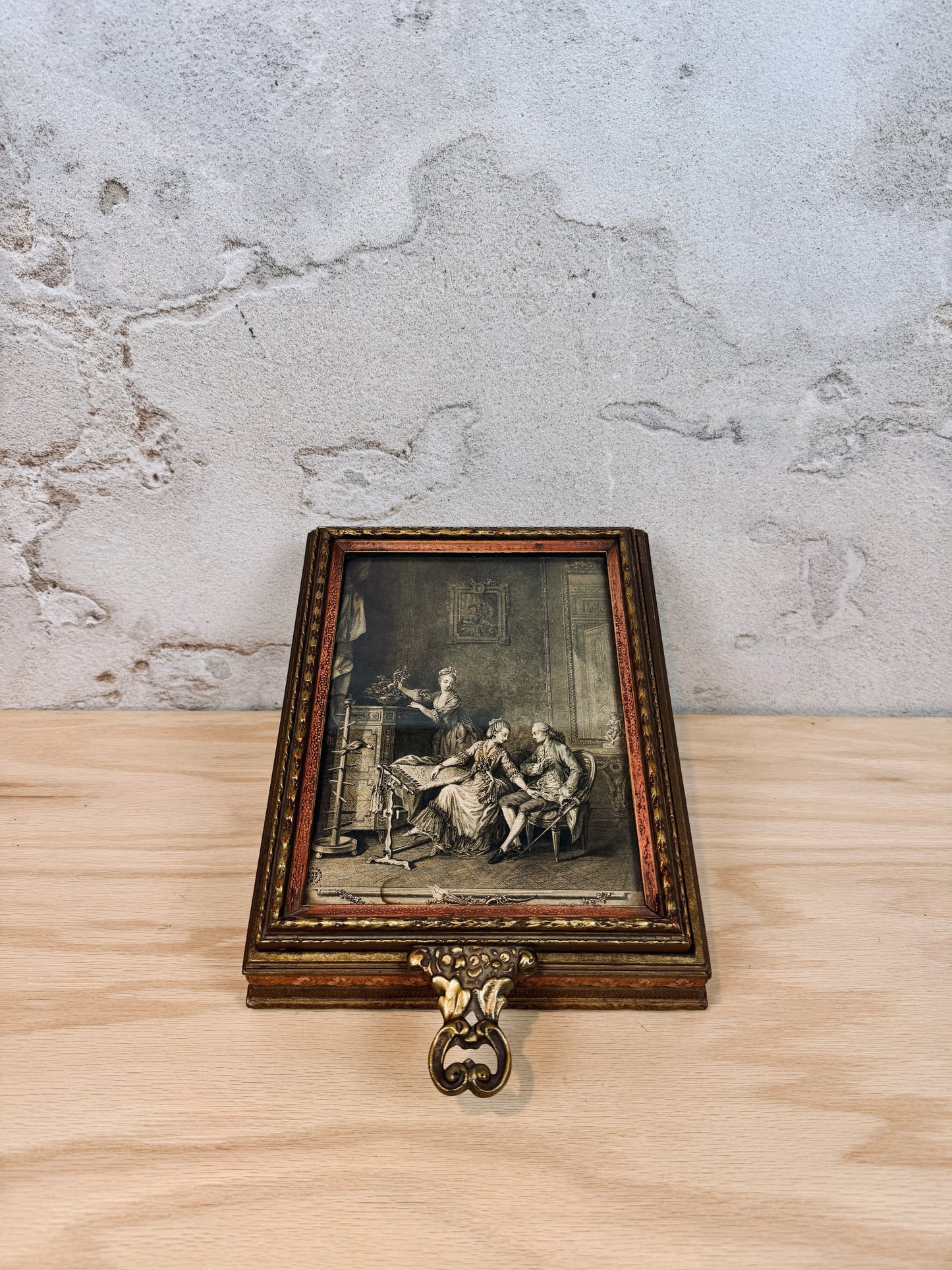 Antique jewelry box with etching